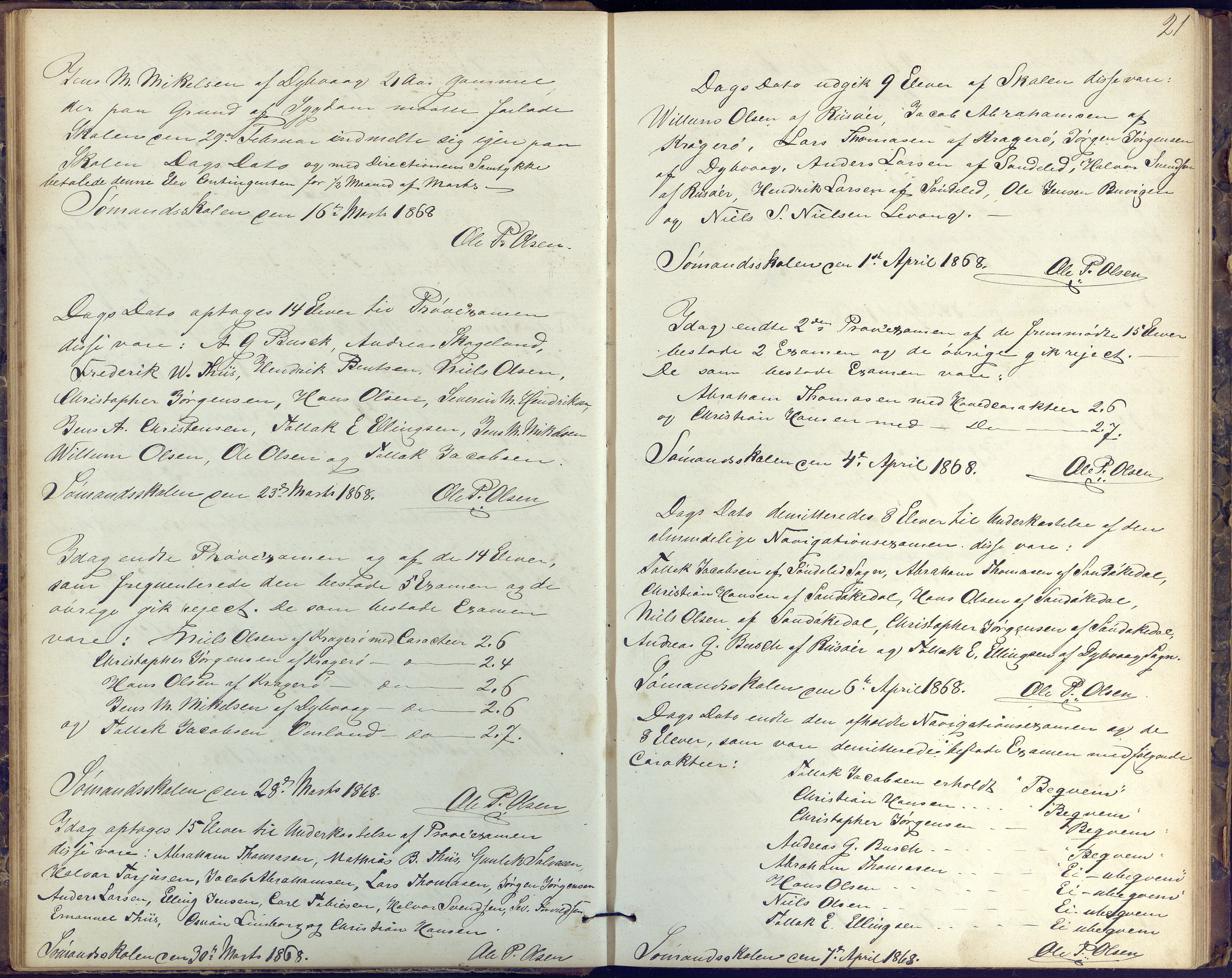 Risør kommune, AAKS/KA0901-PK/1/05/05k/L0001: Journal, 1864-1881, p. 21