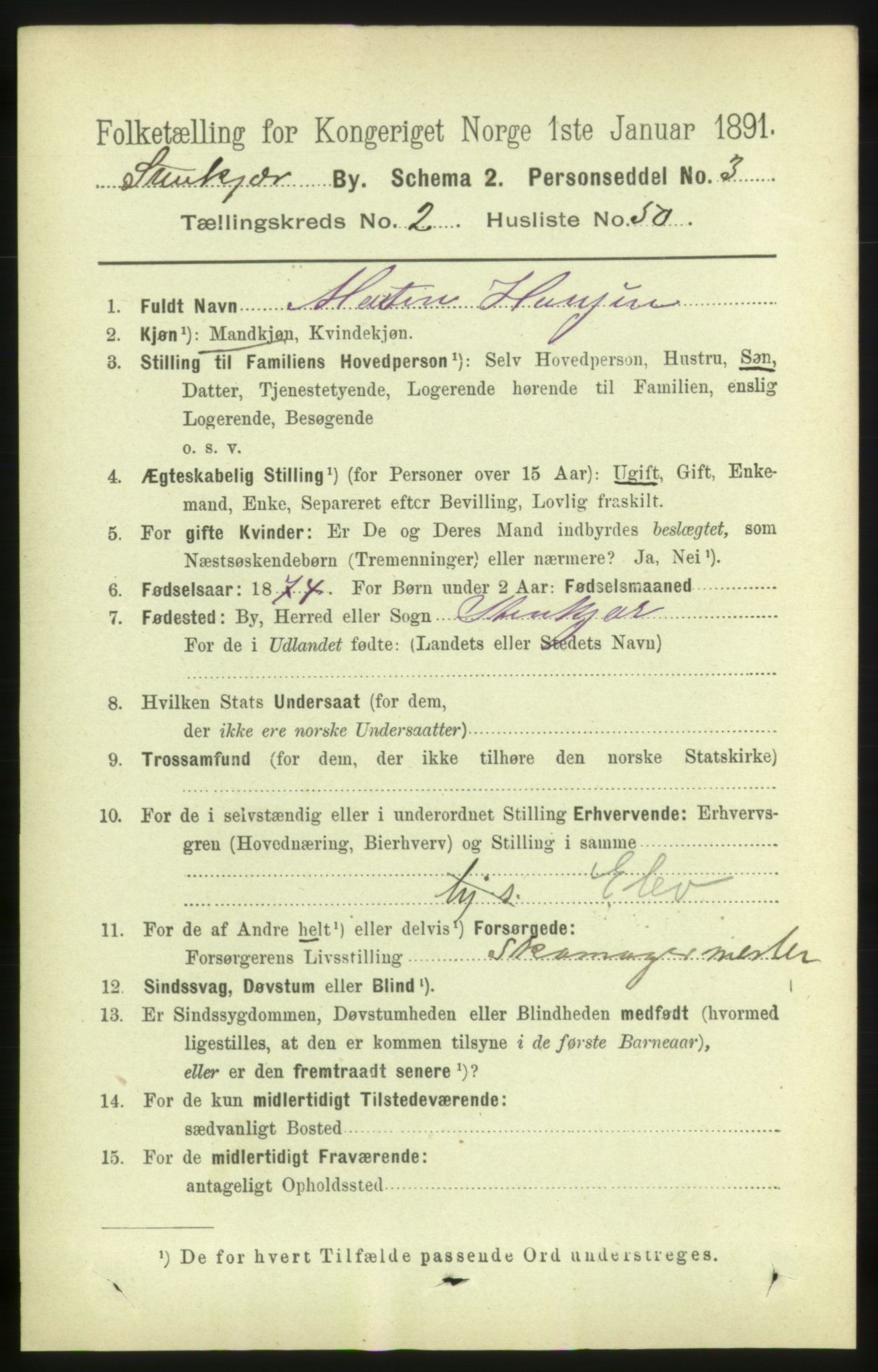 RA, 1891 census for 1702 Steinkjer, 1891, p. 752