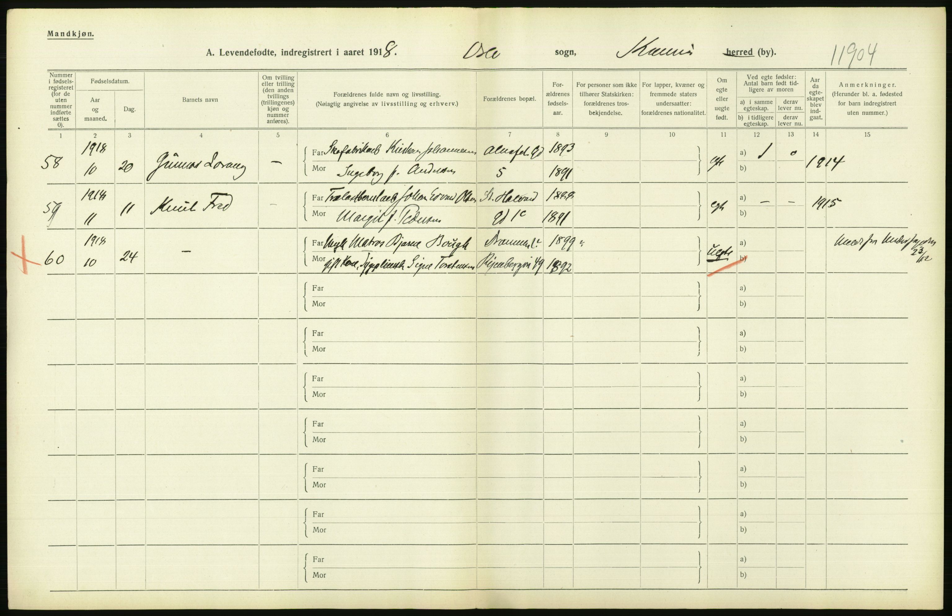 Statistisk sentralbyrå, Sosiodemografiske emner, Befolkning, AV/RA-S-2228/D/Df/Dfb/Dfbh/L0008: Kristiania: Levendefødte menn og kvinner., 1918, p. 738