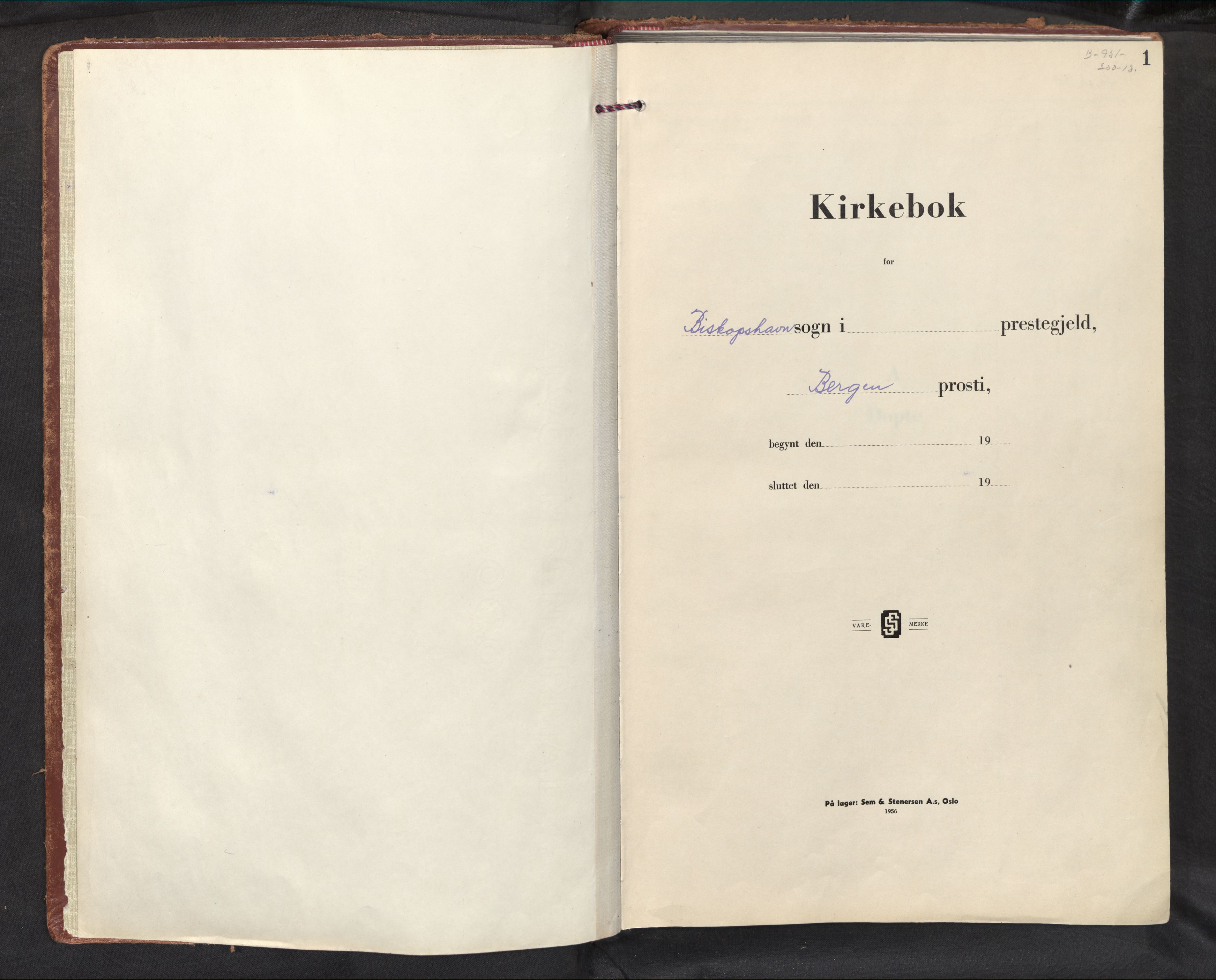 Biskopshavn sokneprestembete*, SAB/-: Parish register (official) no. A 1, 1958-1990, p. 0b-1a