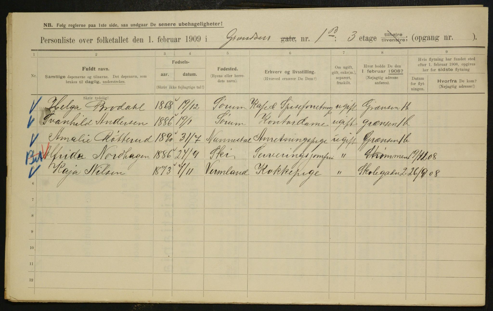 OBA, Municipal Census 1909 for Kristiania, 1909, p. 26970