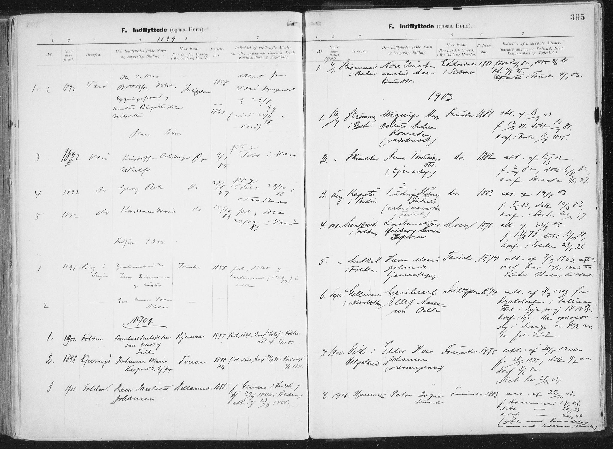 Ministerialprotokoller, klokkerbøker og fødselsregistre - Nordland, AV/SAT-A-1459/849/L0696: Parish register (official) no. 849A08, 1898-1910, p. 395