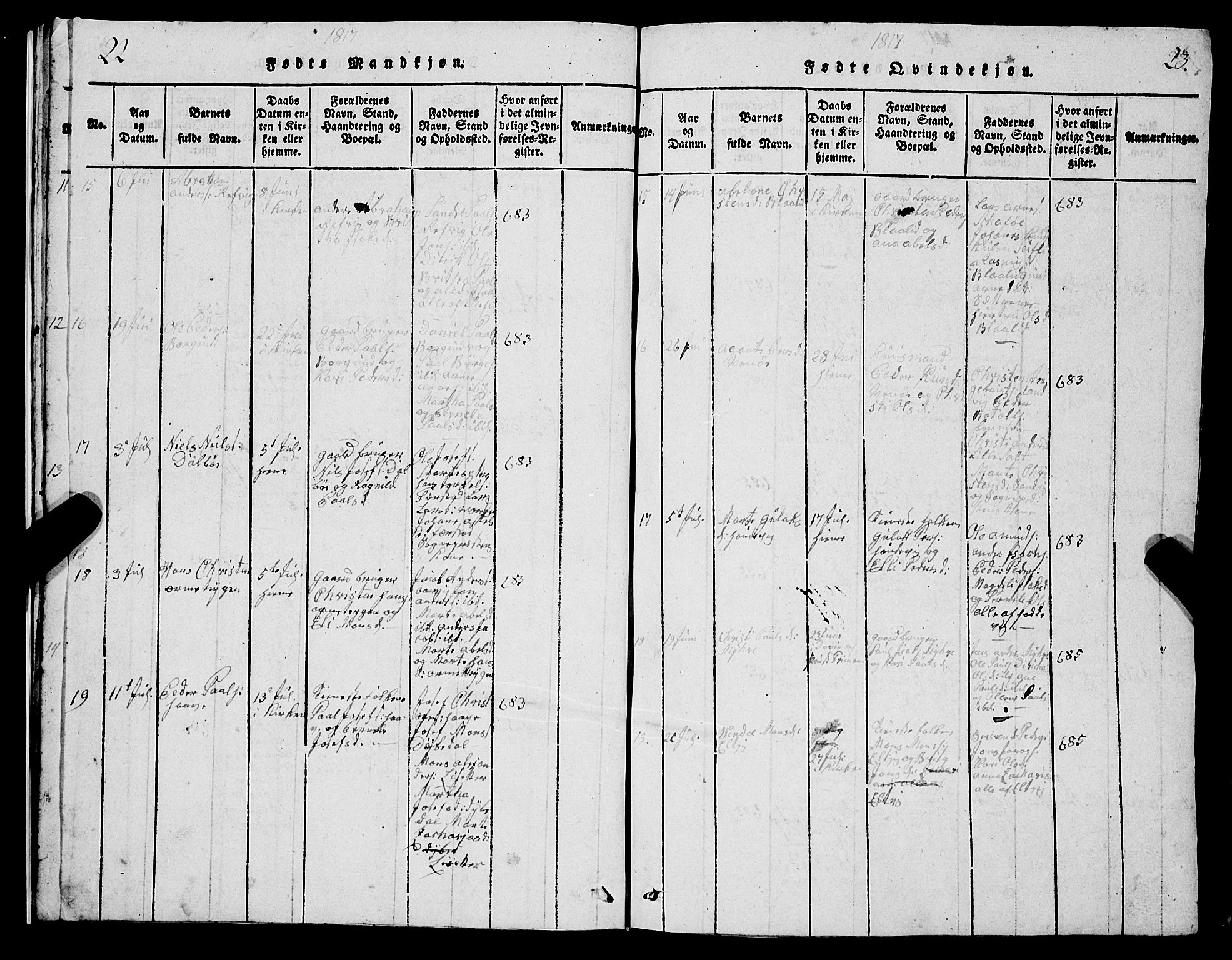 Selje sokneprestembete, AV/SAB-A-99938/H/Ha/Hab/Haba: Parish register (copy) no. A 1, 1816-1828, p. 22-23