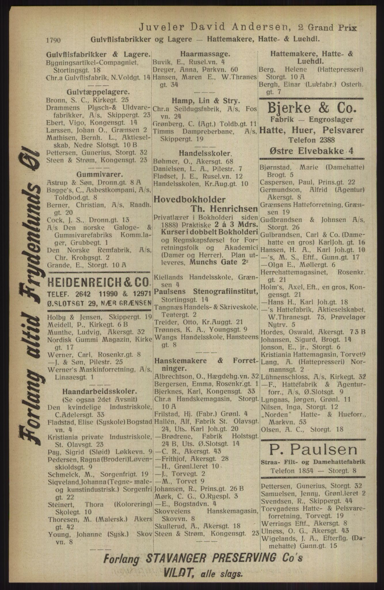 Kristiania/Oslo adressebok, PUBL/-, 1914, p. 1790