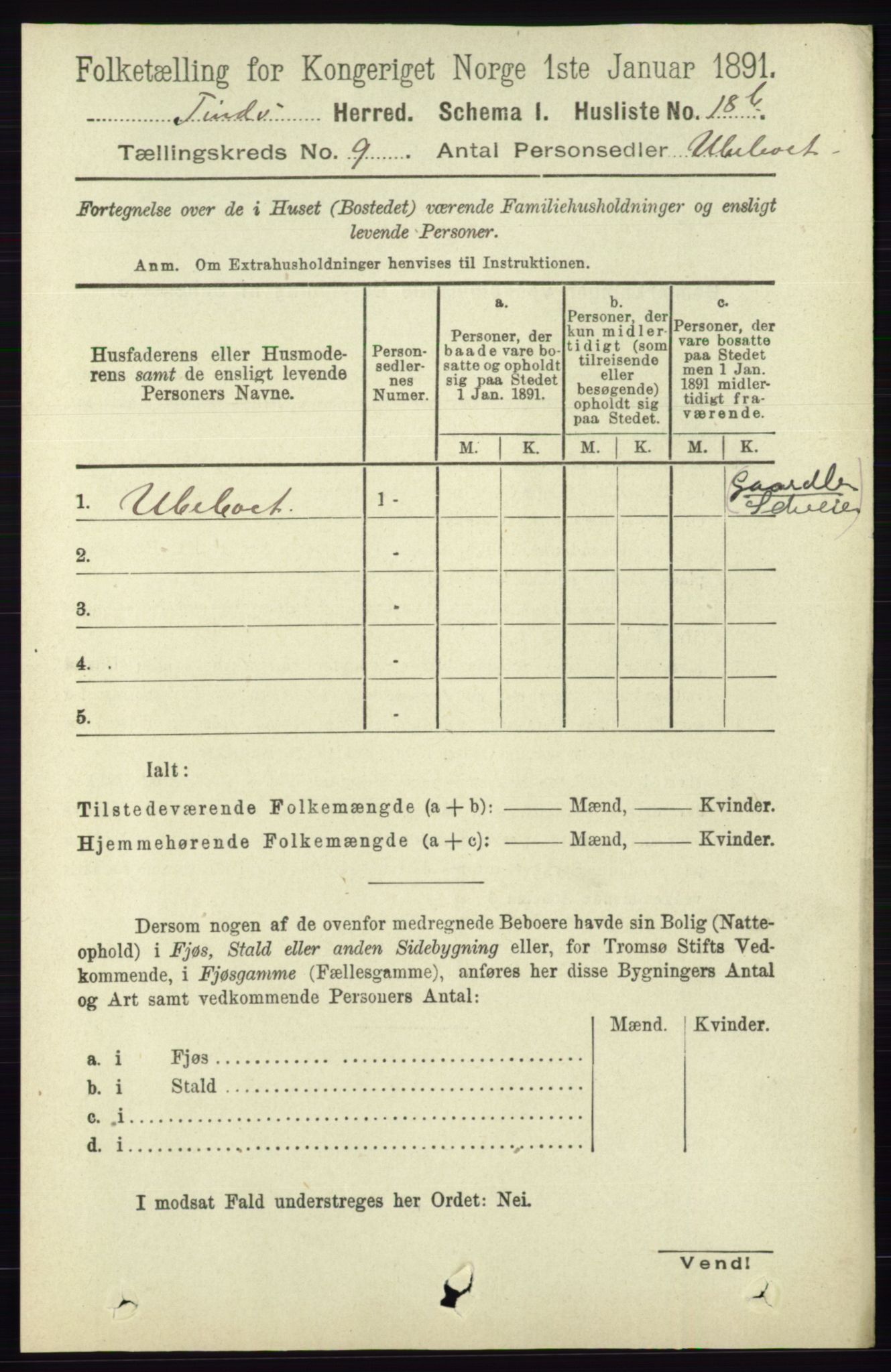 RA, 1891 census for 0826 Tinn, 1891, p. 1813