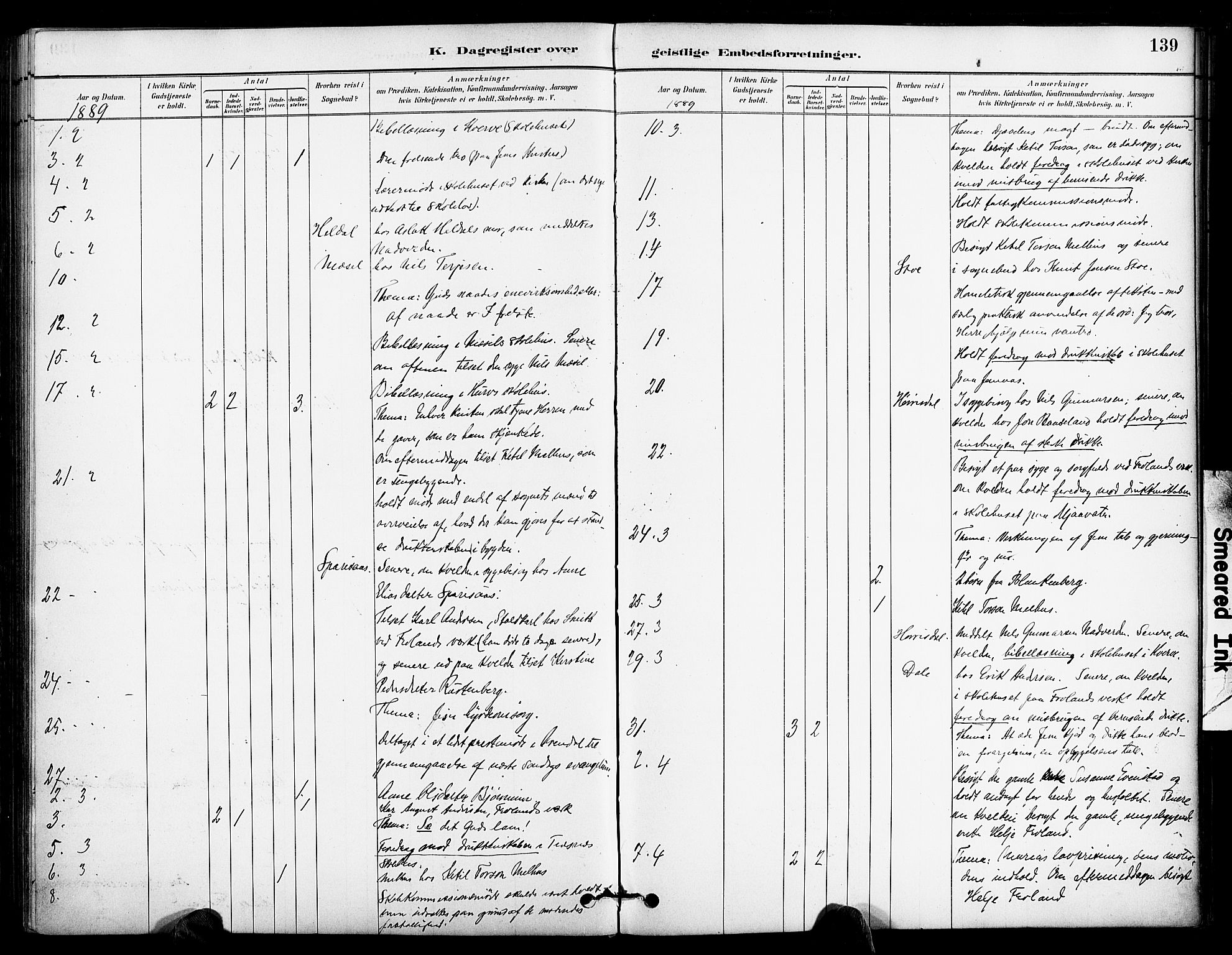 Froland sokneprestkontor, SAK/1111-0013/F/Fa/L0004: Parish register (official) no. A 4, 1882-1906, p. 139
