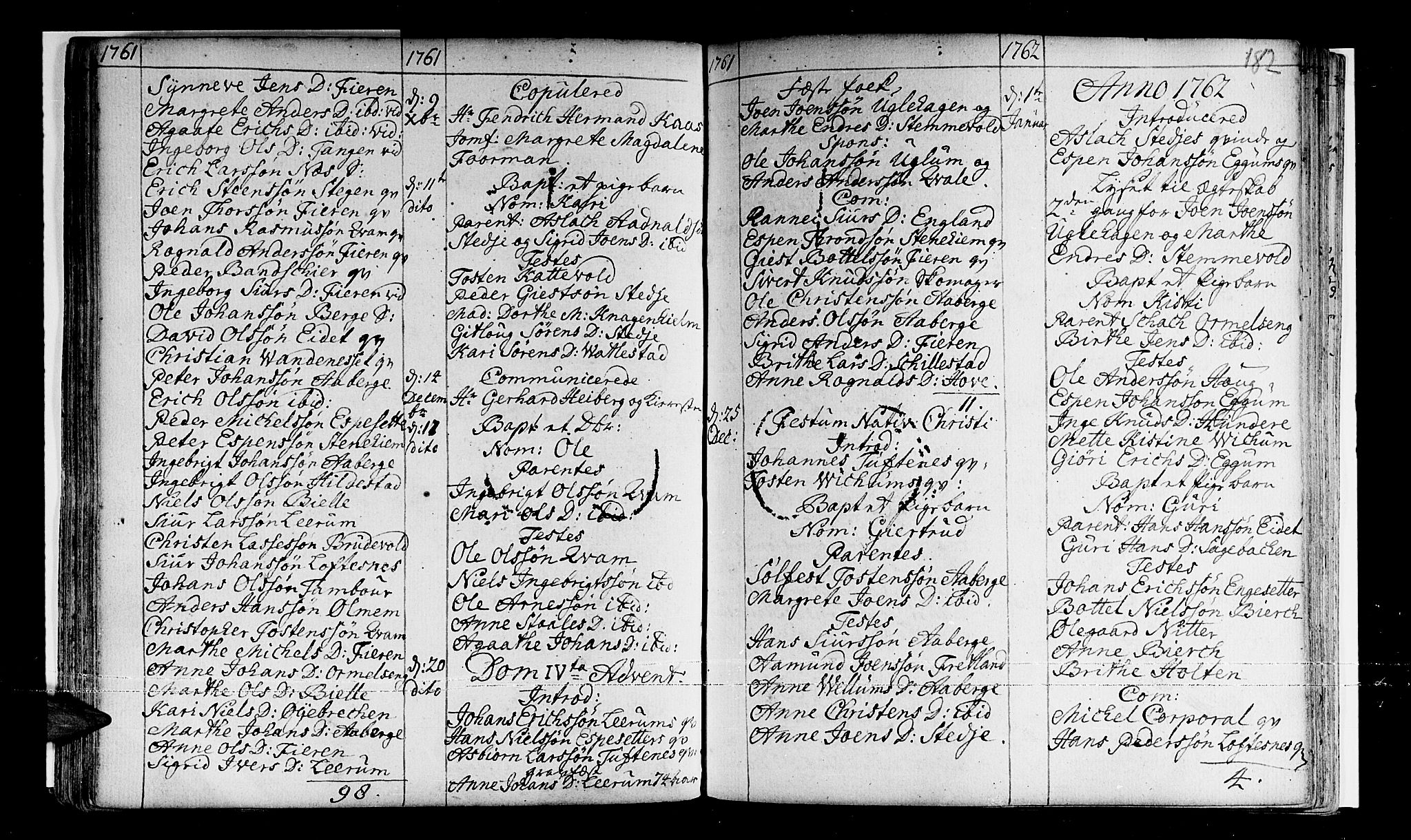 Sogndal sokneprestembete, SAB/A-81301/H/Haa/Haaa/L0003: Parish register (official) no. A 3, 1747-1768, p. 182