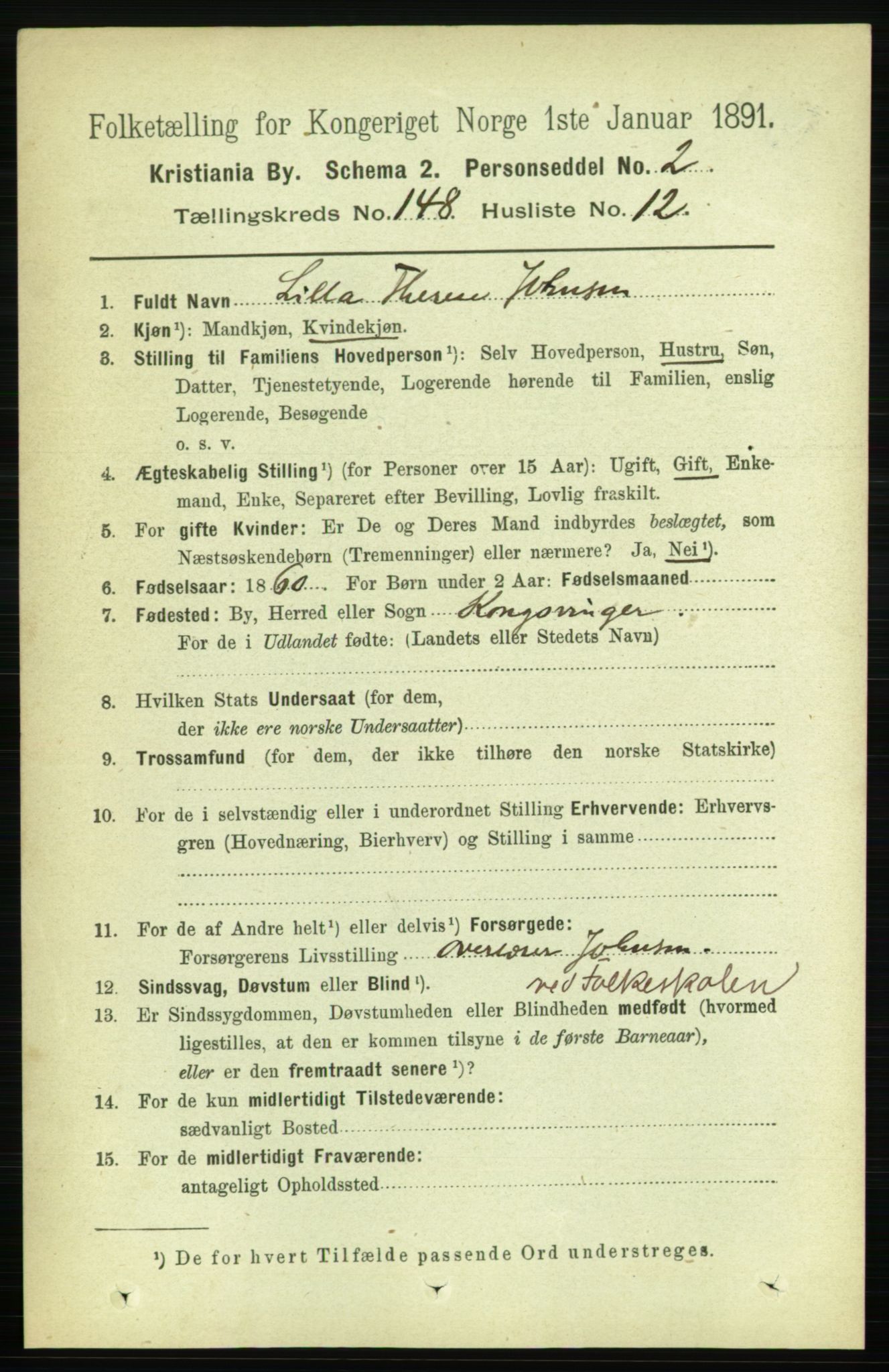 RA, 1891 census for 0301 Kristiania, 1891, p. 82394