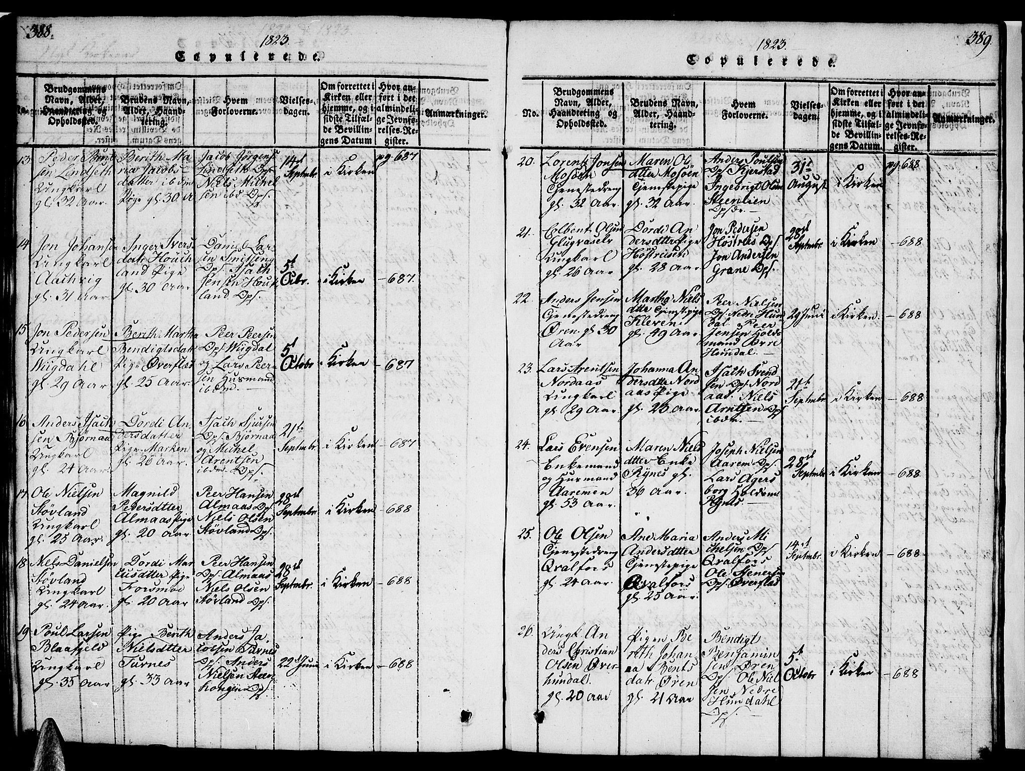 Ministerialprotokoller, klokkerbøker og fødselsregistre - Nordland, AV/SAT-A-1459/820/L0299: Parish register (copy) no. 820C01, 1820-1825, p. 388-389