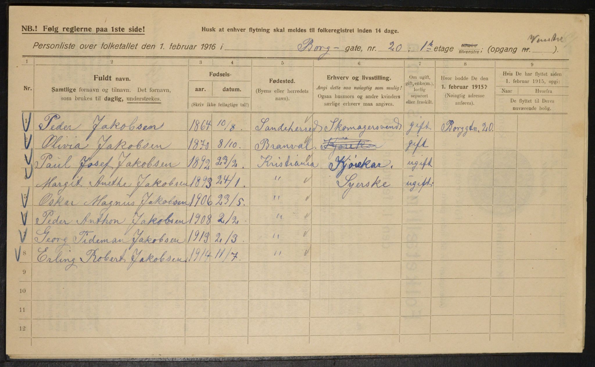 OBA, Municipal Census 1916 for Kristiania, 1916, p. 8100