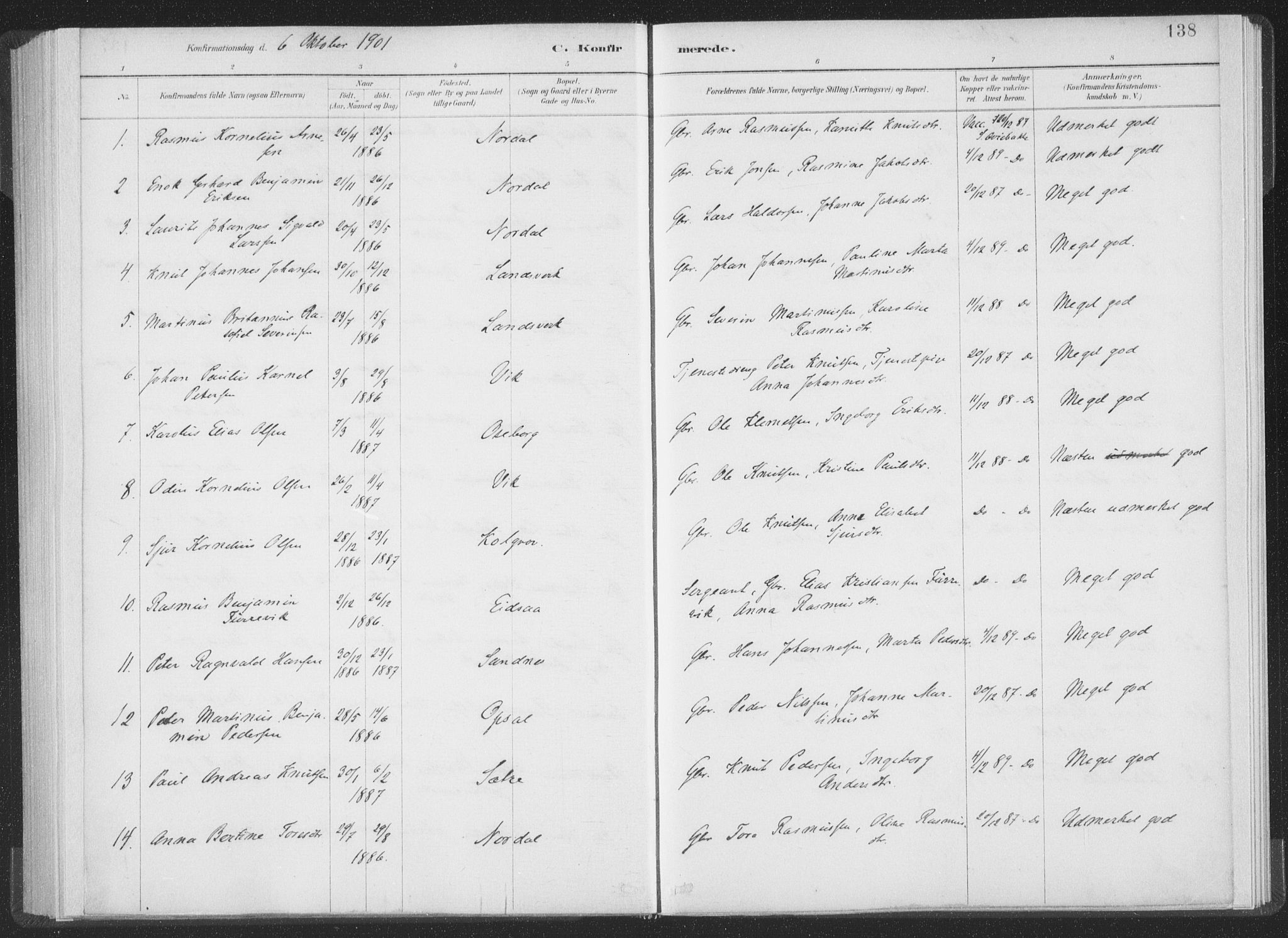 Ministerialprotokoller, klokkerbøker og fødselsregistre - Møre og Romsdal, AV/SAT-A-1454/502/L0025: Parish register (official) no. 502A03, 1885-1909, p. 138