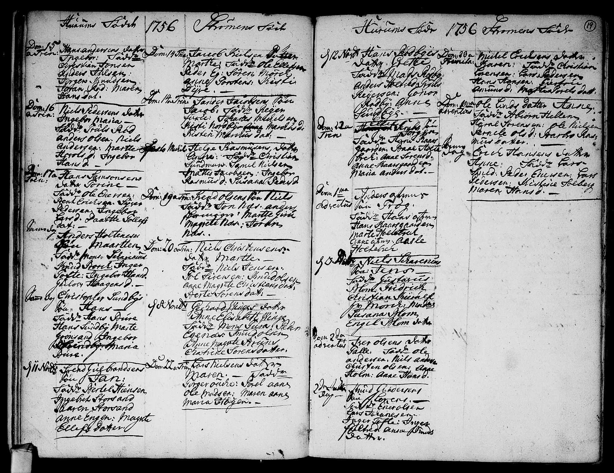 Hurum kirkebøker, SAKO/A-229/F/Fa/L0006: Parish register (official) no. 6, 1756-1770, p. 19