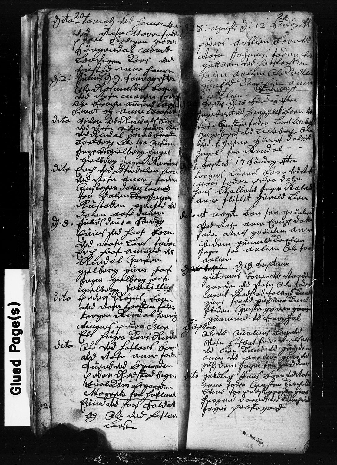 Fåberg prestekontor, SAH/PREST-086/H/Ha/Hab/L0001: Parish register (copy) no. 1, 1727-1767, p. 20-21
