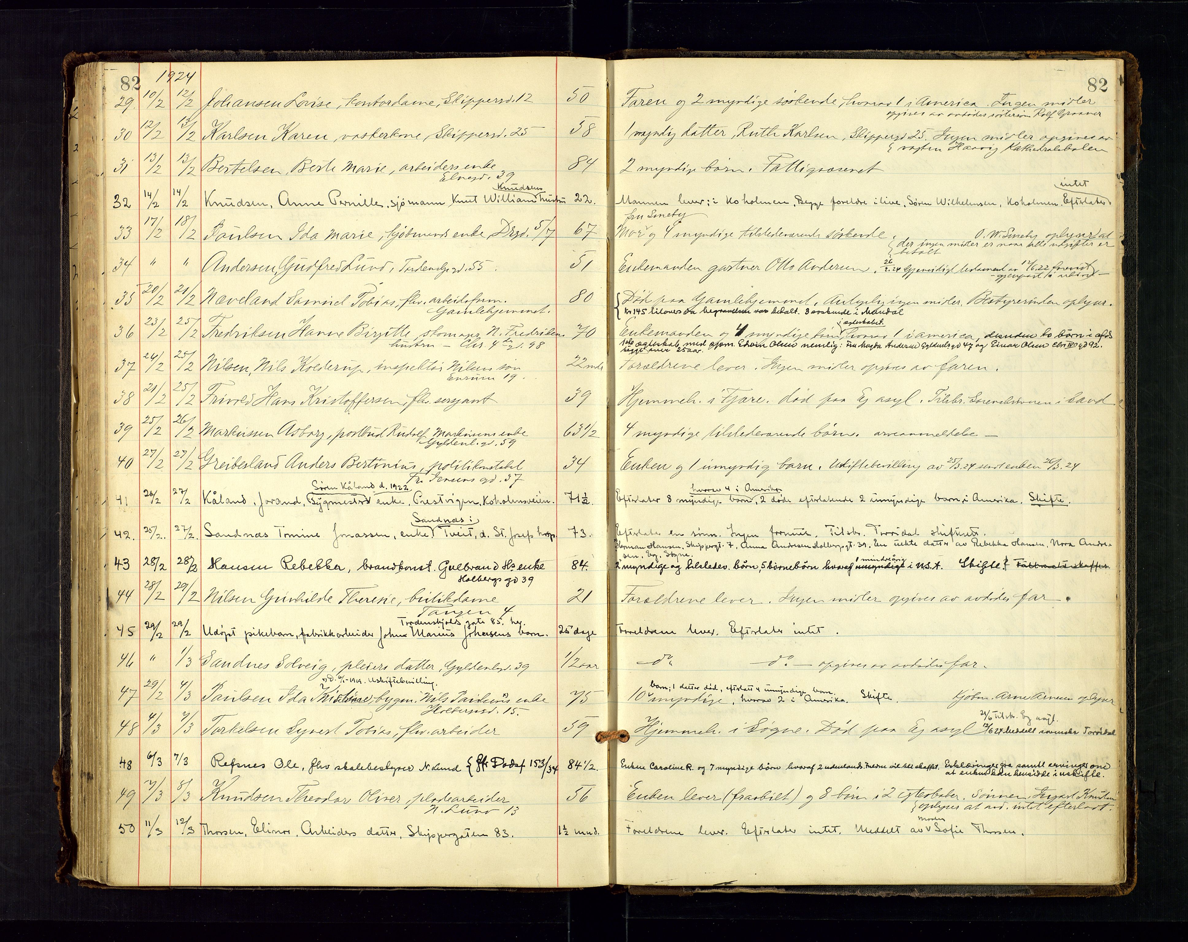 Kristiansand byrett - 2, AV/SAK-1223-0002/J/Ja/L0155/0001: Dødsfallsprotokoller / Dødsfallsprotokoll, 1916-1925, p. 82