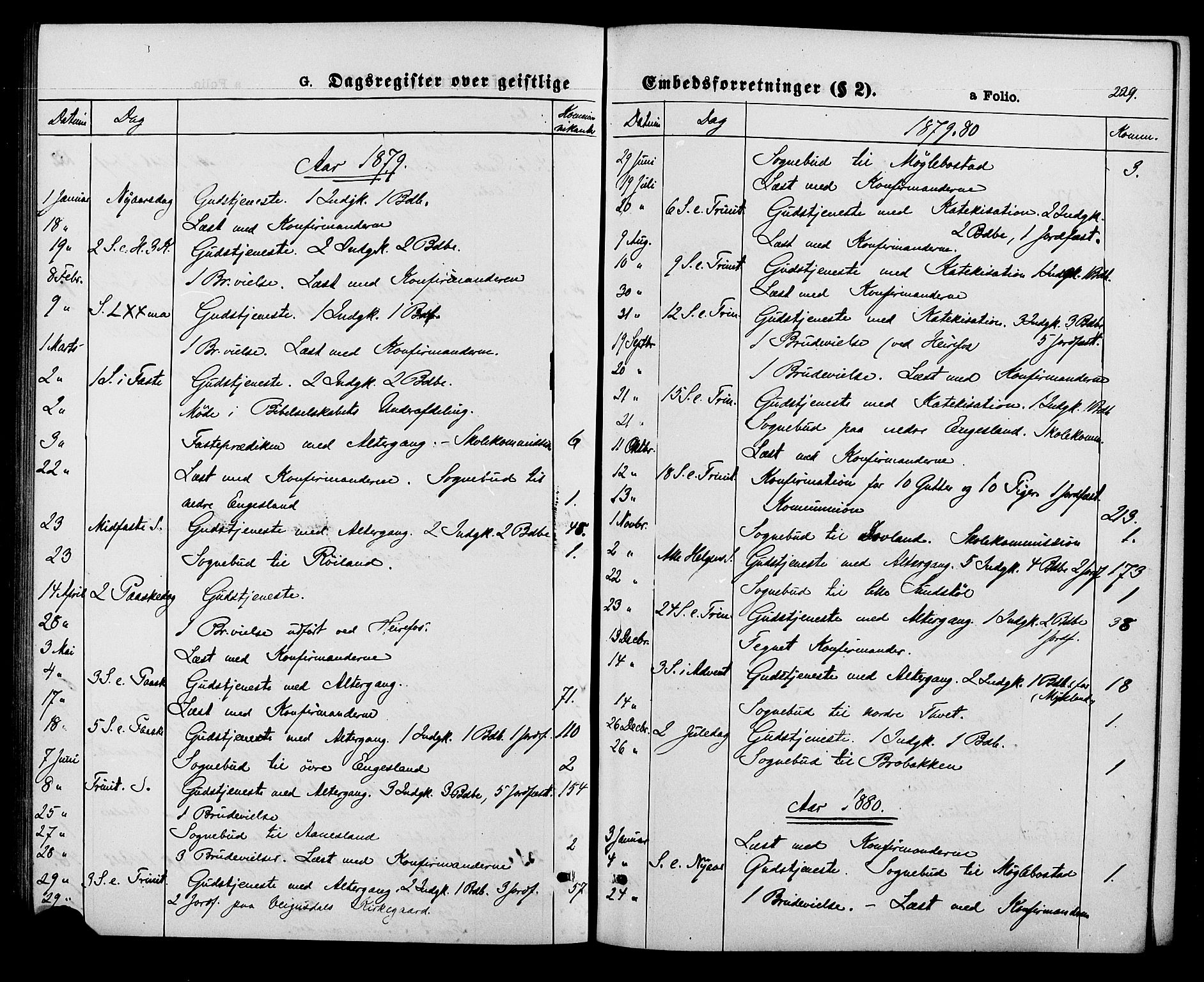 Herefoss sokneprestkontor, SAK/1111-0019/F/Fa/Fab/L0003: Parish register (official) no. A 3, 1875-1886, p. 229