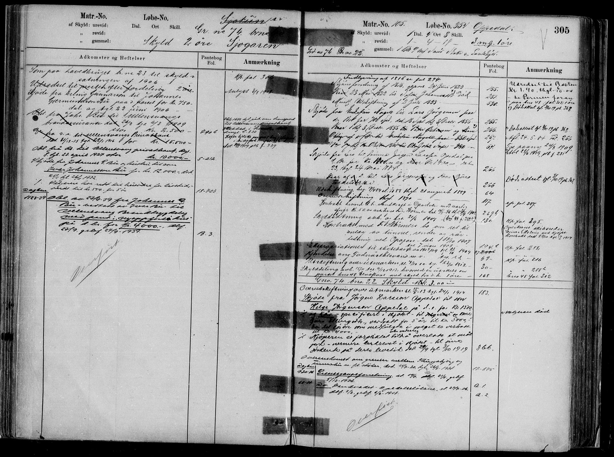 Hardanger og Voss sorenskriveri, AV/SAB-A-2501/2/2A/2Aa/L008b: Mortgage register no. II.A.a.8b, 1800-1940, p. 305