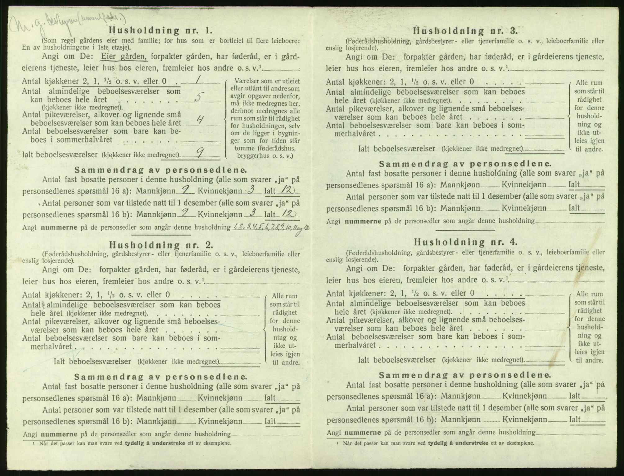 SAT, 1920 census for Grytten, 1920, p. 217