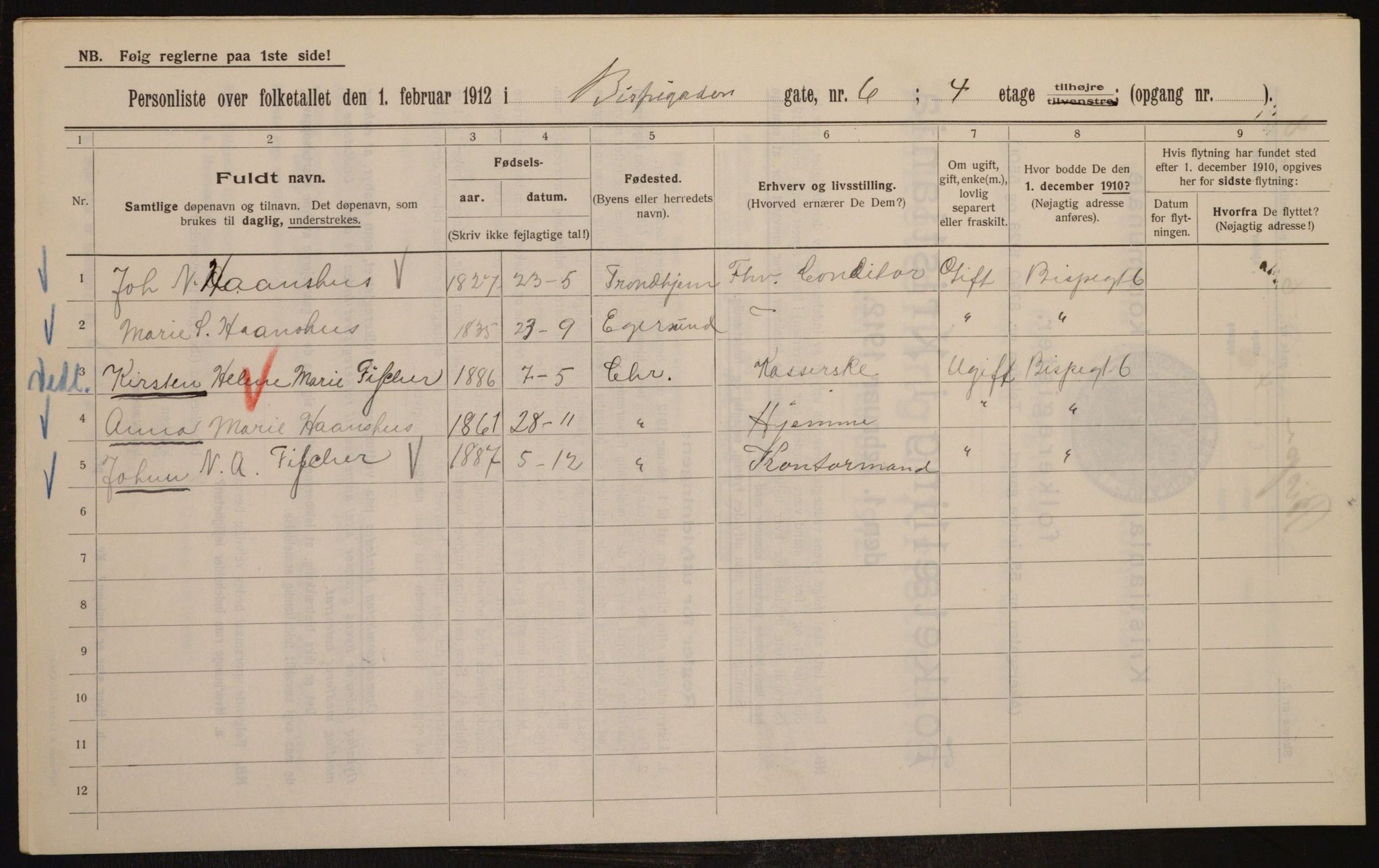 OBA, Municipal Census 1912 for Kristiania, 1912, p. 5241