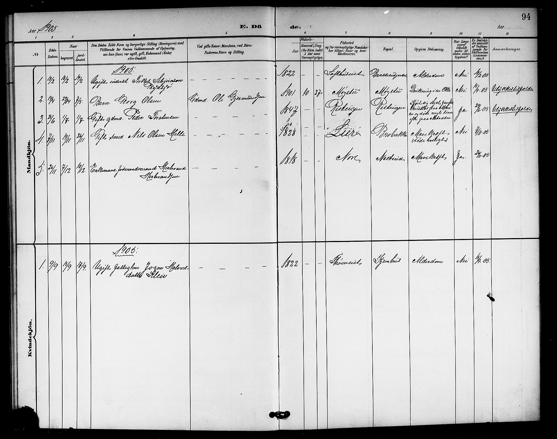 Rollag kirkebøker, SAKO/A-240/G/Gb/L0003: Parish register (copy) no. II 3, 1897-1919, p. 94