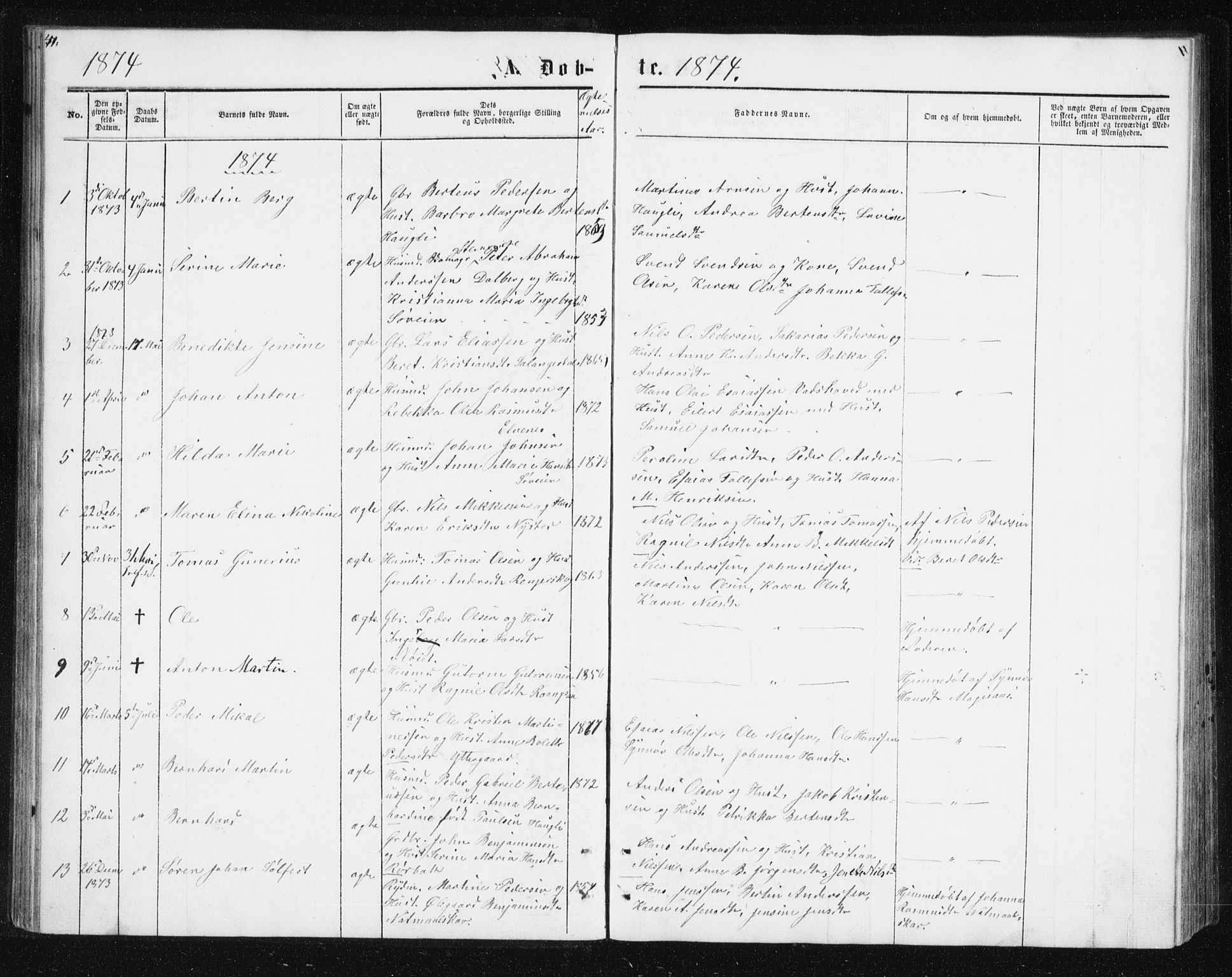 Ibestad sokneprestembete, SATØ/S-0077/H/Ha/Hab/L0013klokker: Parish register (copy) no. 13, 1865-1879, p. 41