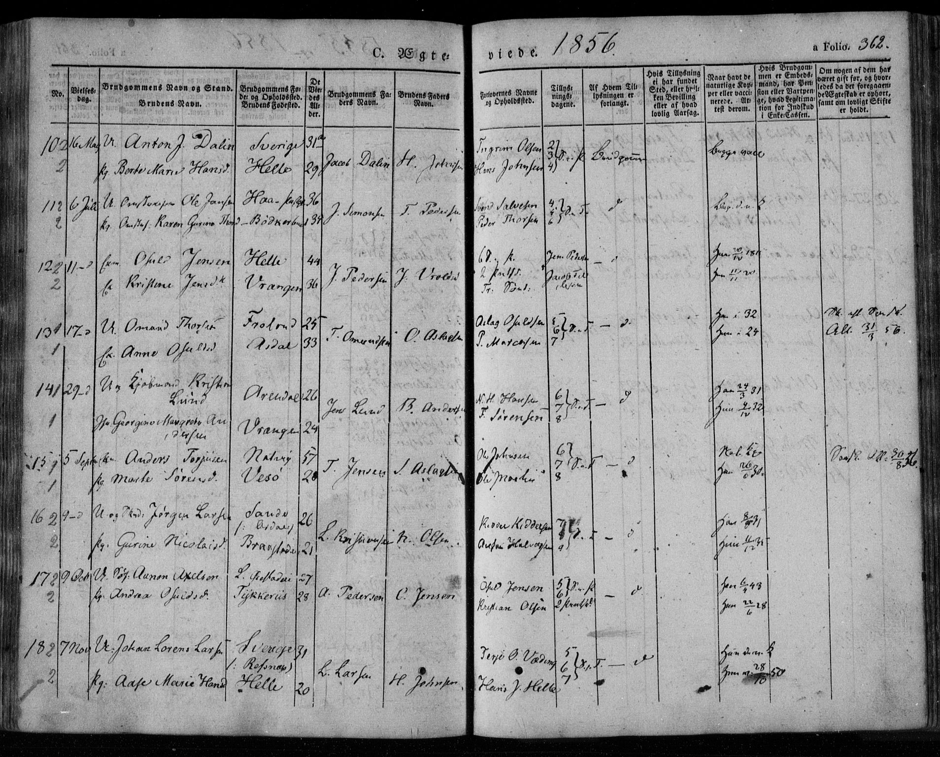 Øyestad sokneprestkontor, AV/SAK-1111-0049/F/Fa/L0014: Parish register (official) no. A 14, 1843-1856, p. 362