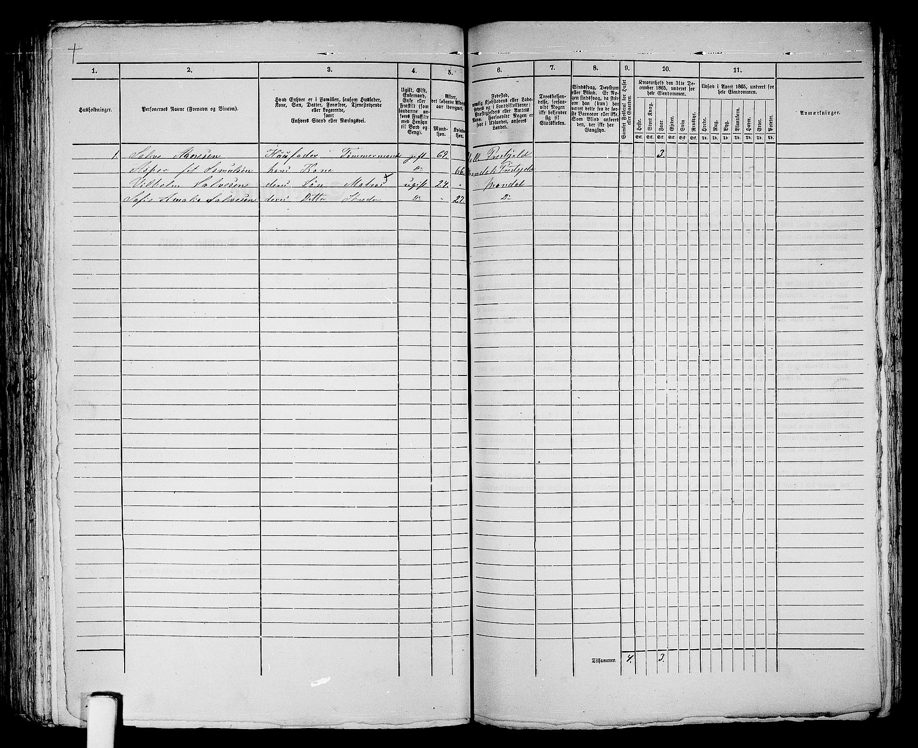 RA, 1865 census for Mandal/Mandal, 1865, p. 339