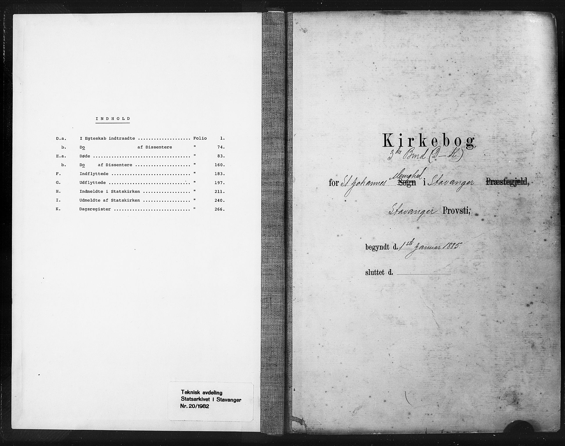St. Johannes sokneprestkontor, SAST/A-101814/001/30/30BA/L0003: Parish register (official) no. A 3, 1885-1910