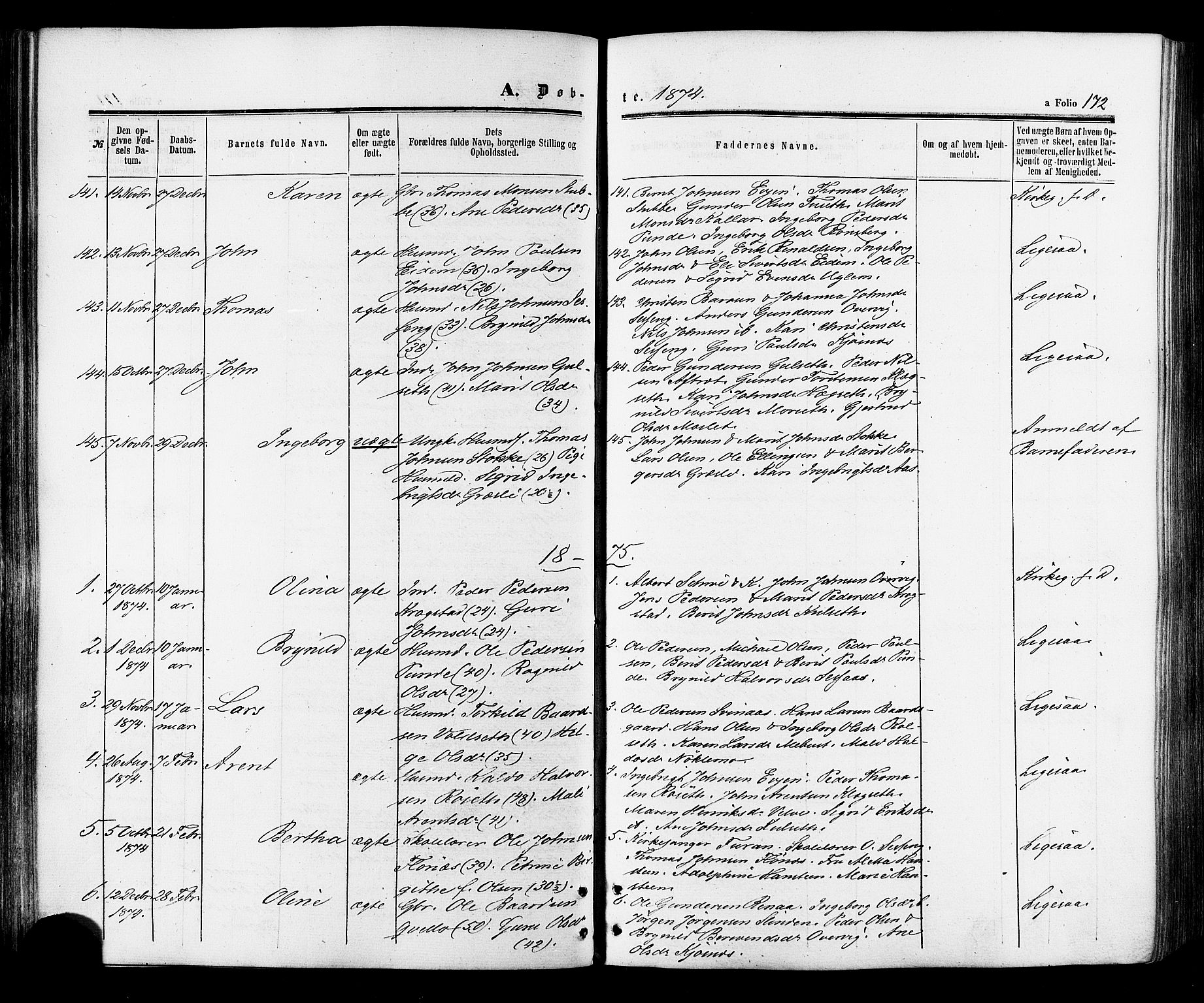 Ministerialprotokoller, klokkerbøker og fødselsregistre - Sør-Trøndelag, SAT/A-1456/695/L1147: Parish register (official) no. 695A07, 1860-1877, p. 172