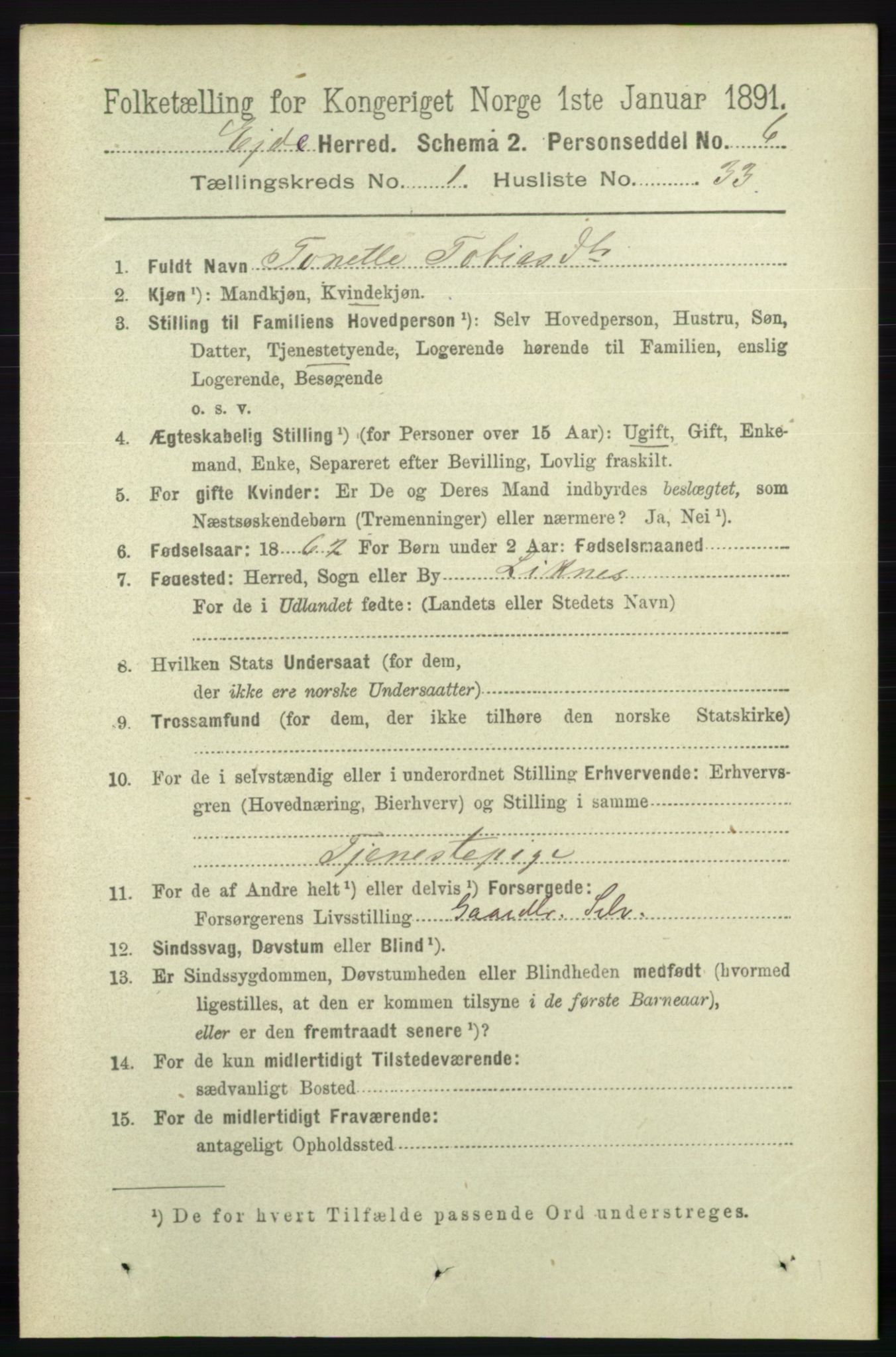 RA, 1891 census for 0925 Eide, 1891, p. 270