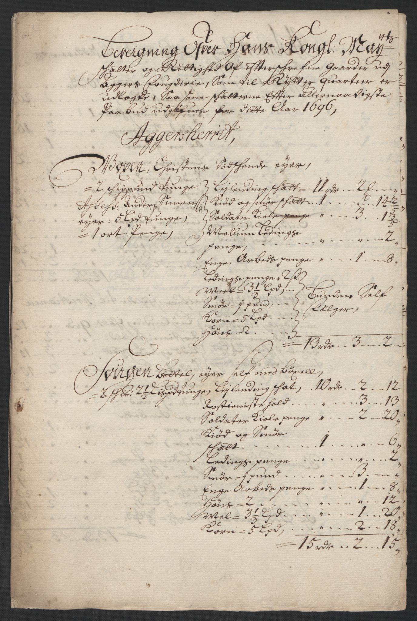 Rentekammeret inntil 1814, Reviderte regnskaper, Fogderegnskap, RA/EA-4092/R10/L0440: Fogderegnskap Aker og Follo, 1696-1697, p. 161