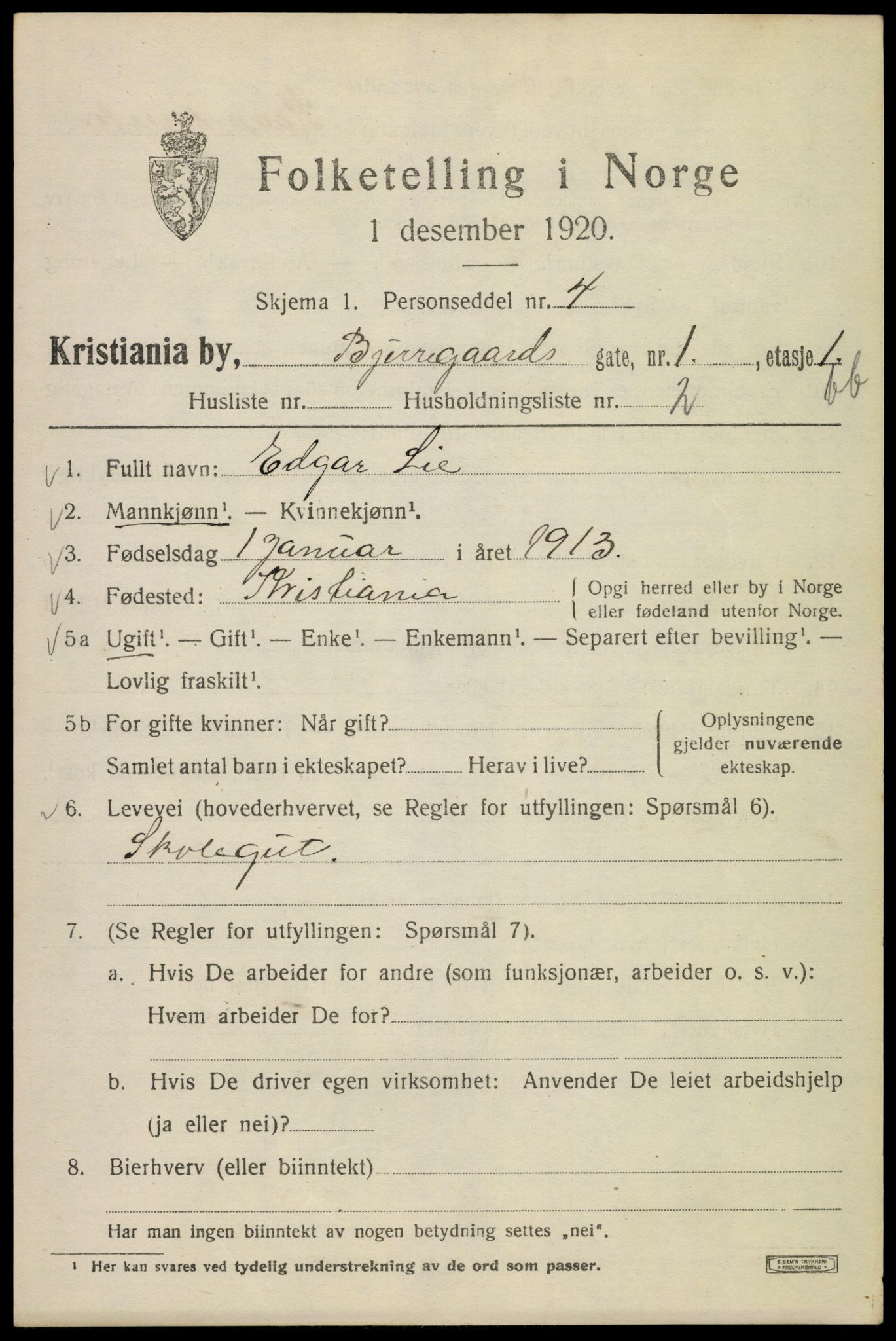 SAO, 1920 census for Kristiania, 1920, p. 158671