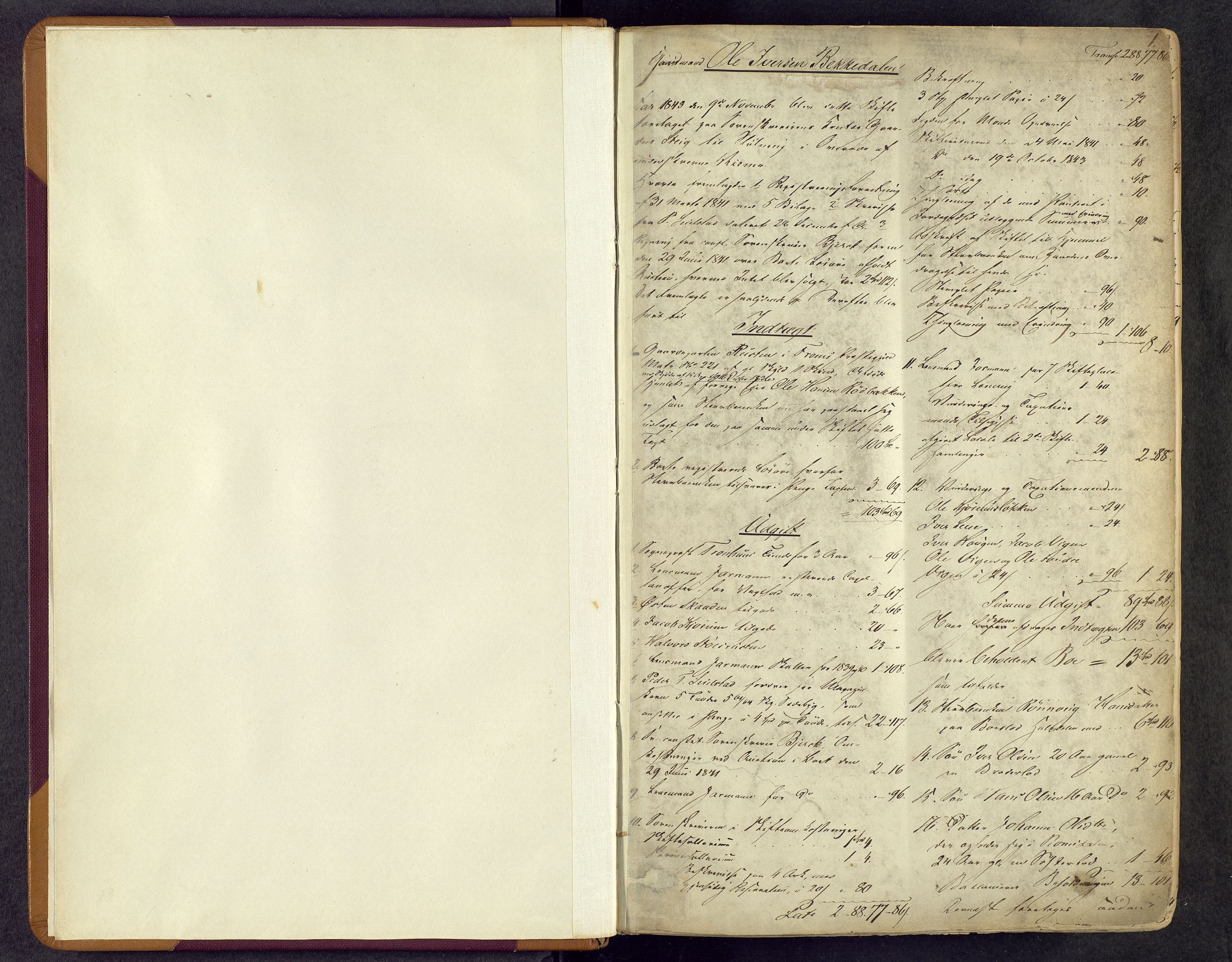 Mellom-Gudbrandsdal sorenskriveri, SAH/TING-038/J/Jd/L0001: Skifteutlodningsprotokoll, 1843-1862, p. 1