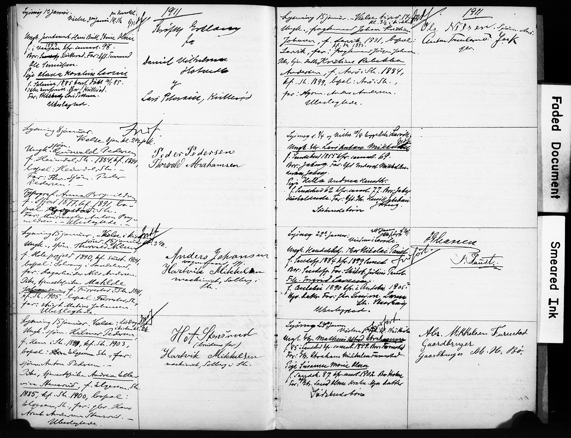 Sandar kirkebøker, SAKO/A-243/H/Ha/L0003: Banns register no. 3, 1905-1911