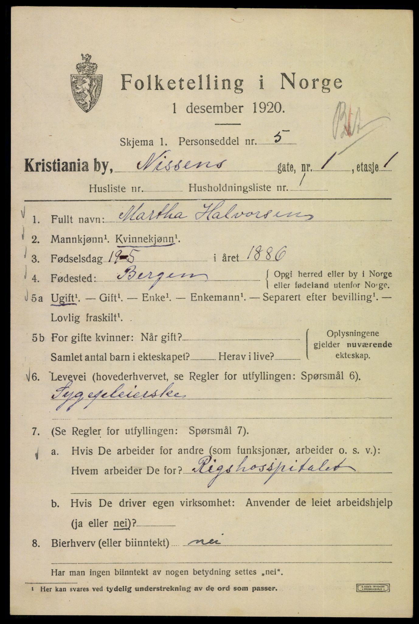 SAO, 1920 census for Kristiania, 1920, p. 417103