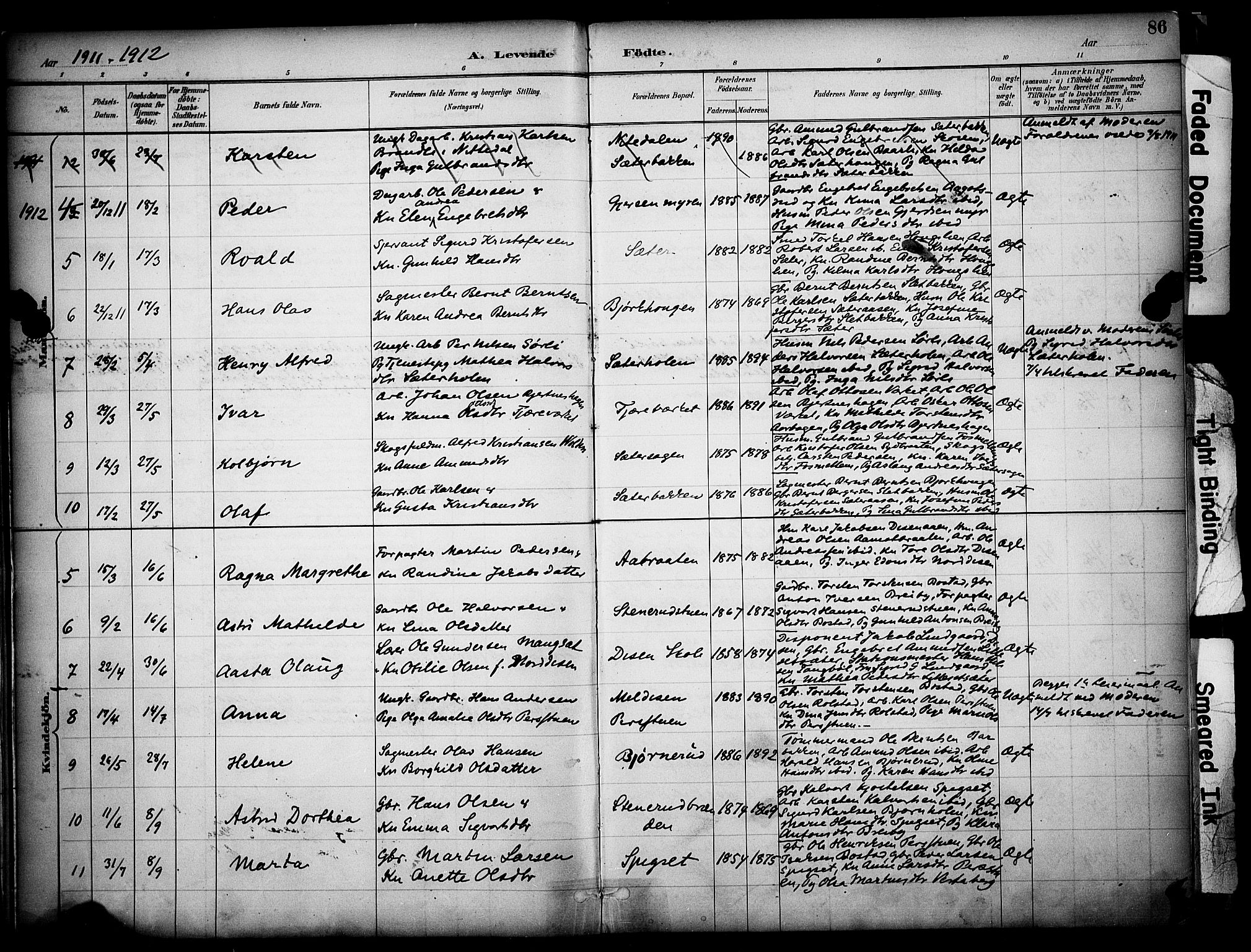 Sør-Odal prestekontor, AV/SAH-PREST-030/H/Ha/Haa/L0008: Parish register (official) no. 8, 1886-1922, p. 86