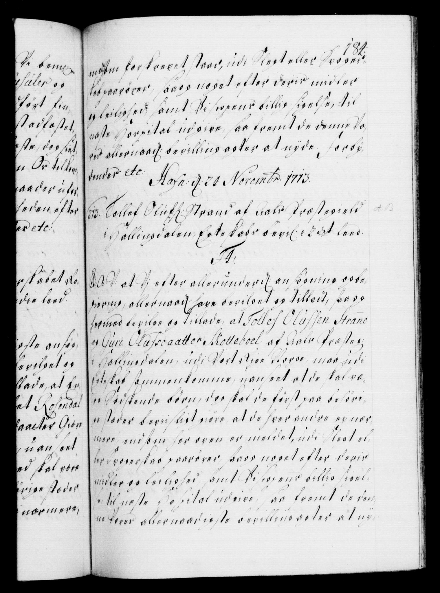 Danske Kanselli 1572-1799, AV/RA-EA-3023/F/Fc/Fca/Fcaa/L0021: Norske registre, 1712-1715, p. 184a