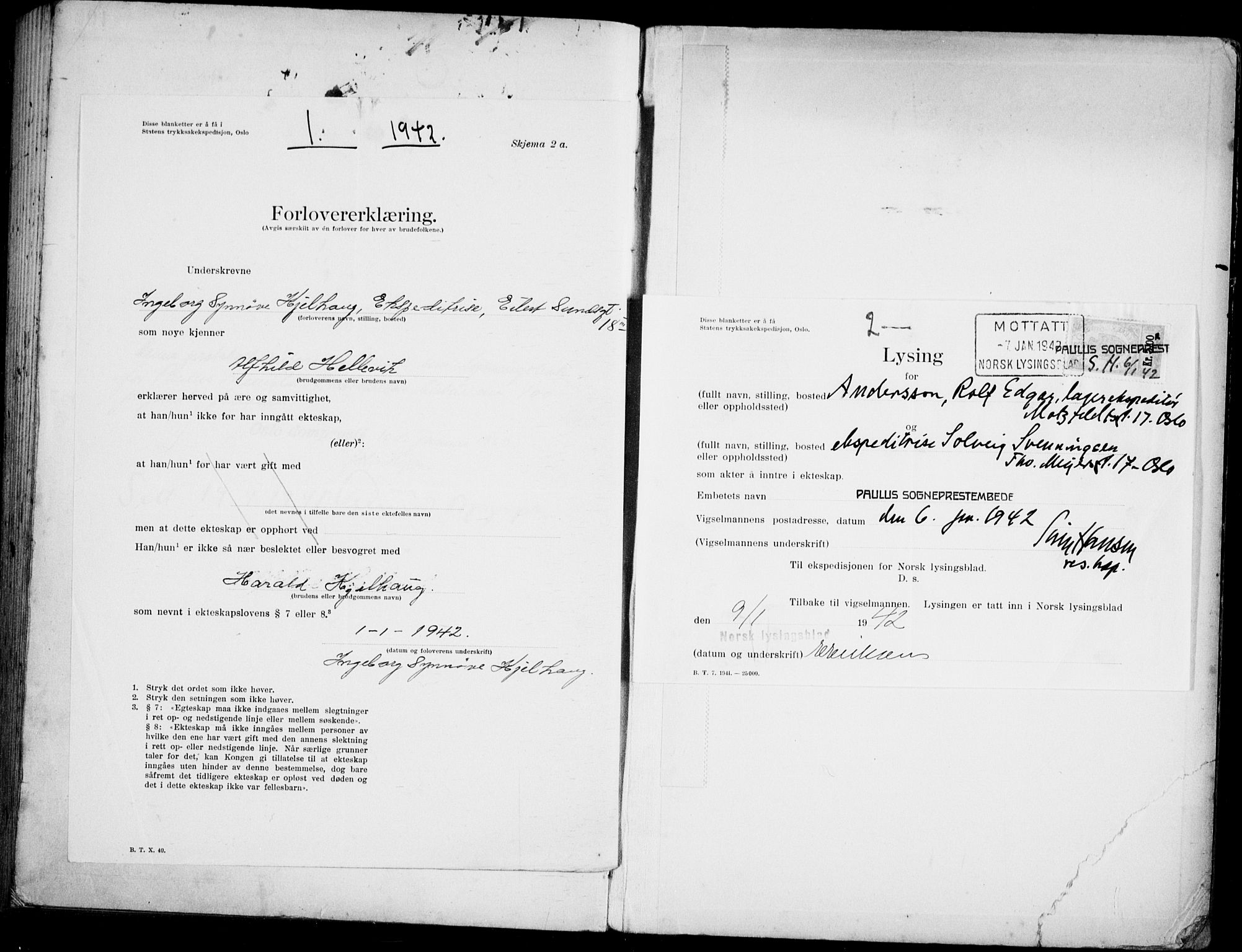 Paulus prestekontor Kirkebøker, AV/SAO-A-10871/H/Ha/L0006: Banns register no. 6, 1939-1942