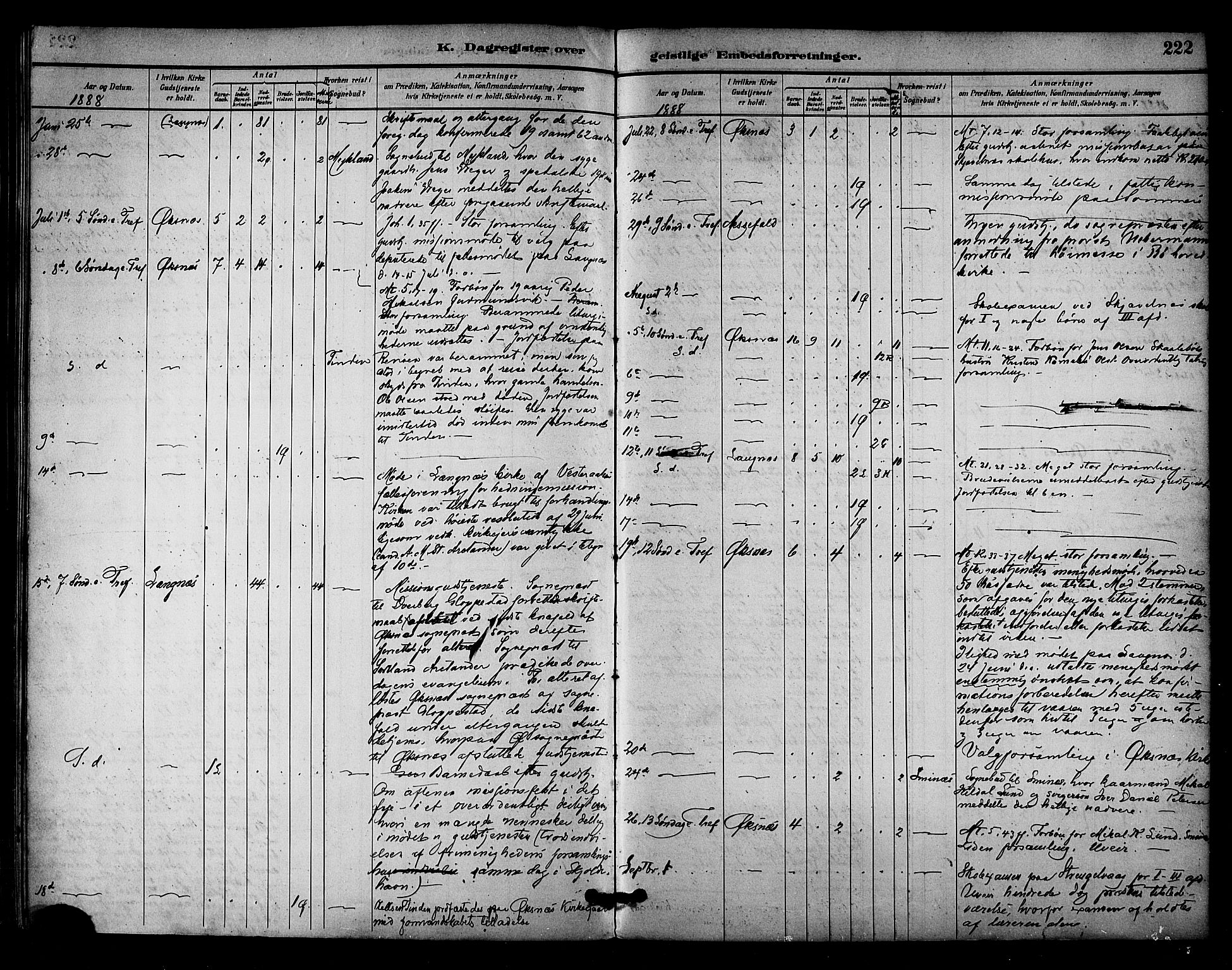 Ministerialprotokoller, klokkerbøker og fødselsregistre - Nordland, SAT/A-1459/893/L1337: Parish register (official) no. 893A09, 1885-1893, p. 222