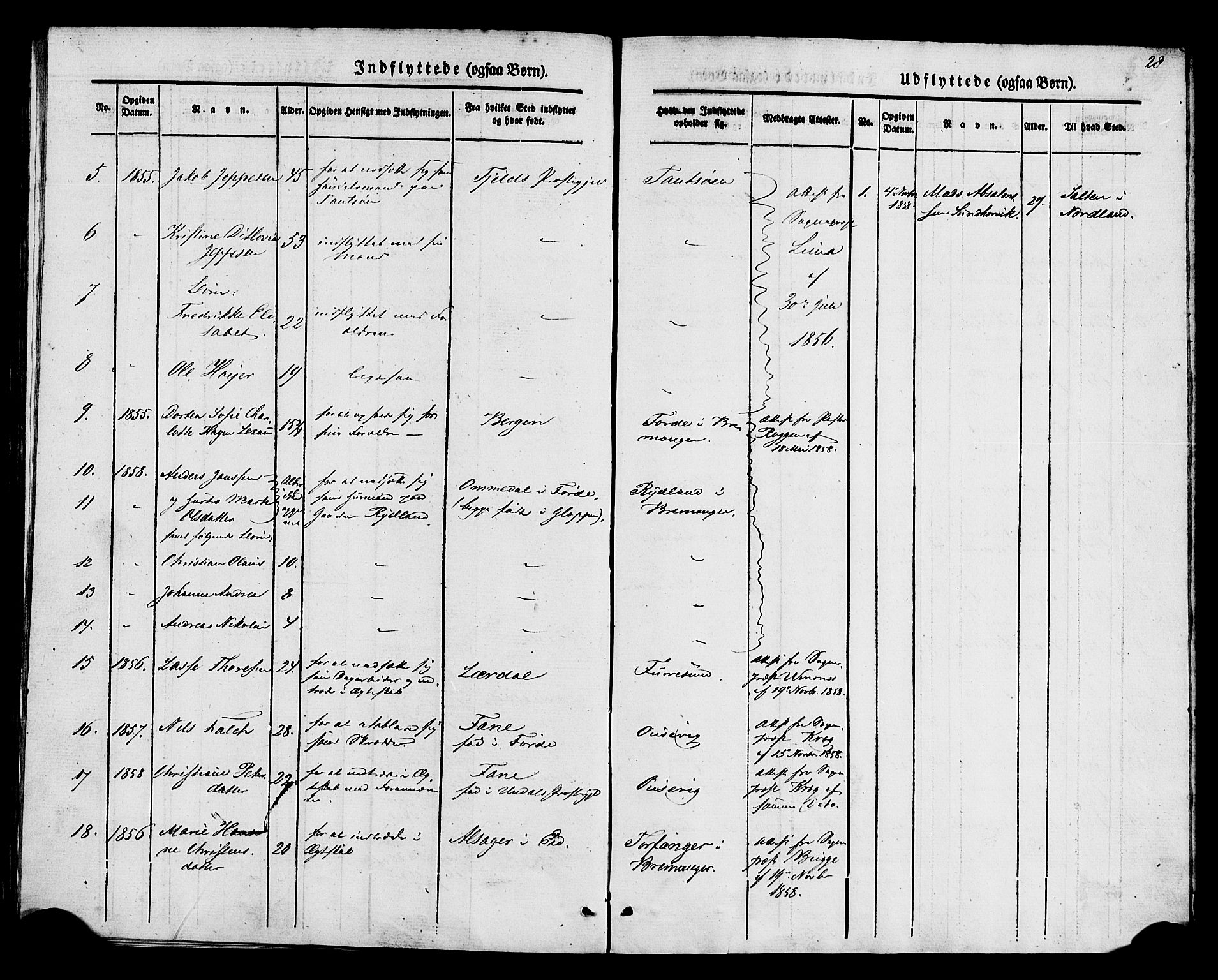 Kinn sokneprestembete, AV/SAB-A-80801/H/Haa/Haaa/L0014: Parish register (official) no. A 14, 1841-1859, p. 28