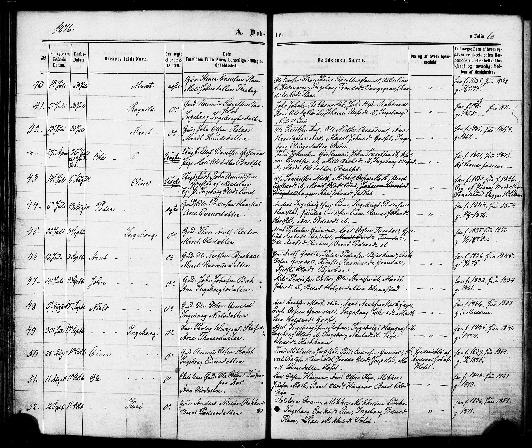 Ministerialprotokoller, klokkerbøker og fødselsregistre - Sør-Trøndelag, SAT/A-1456/674/L0870: Parish register (official) no. 674A02, 1861-1879, p. 60