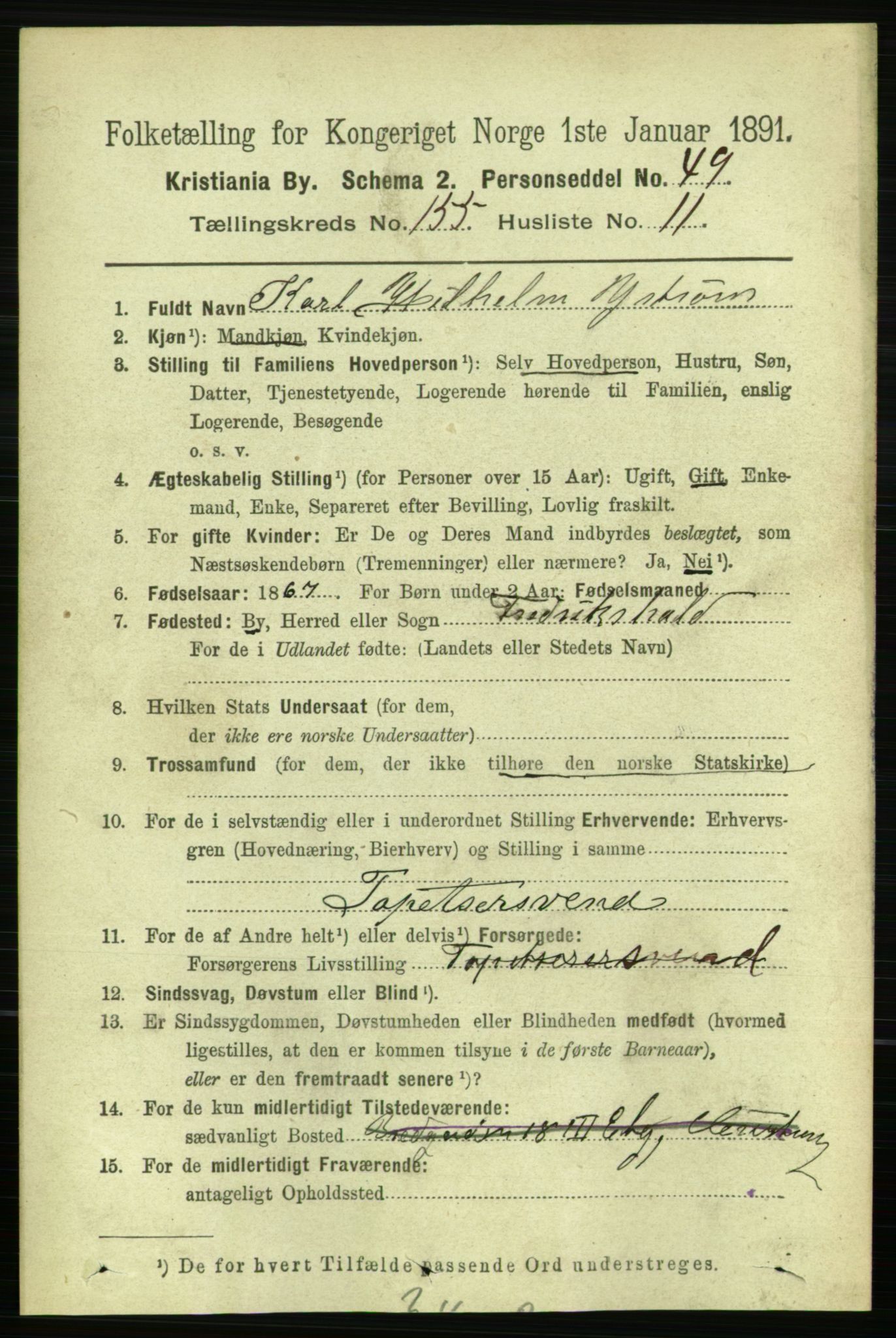 RA, 1891 census for 0301 Kristiania, 1891, p. 88533