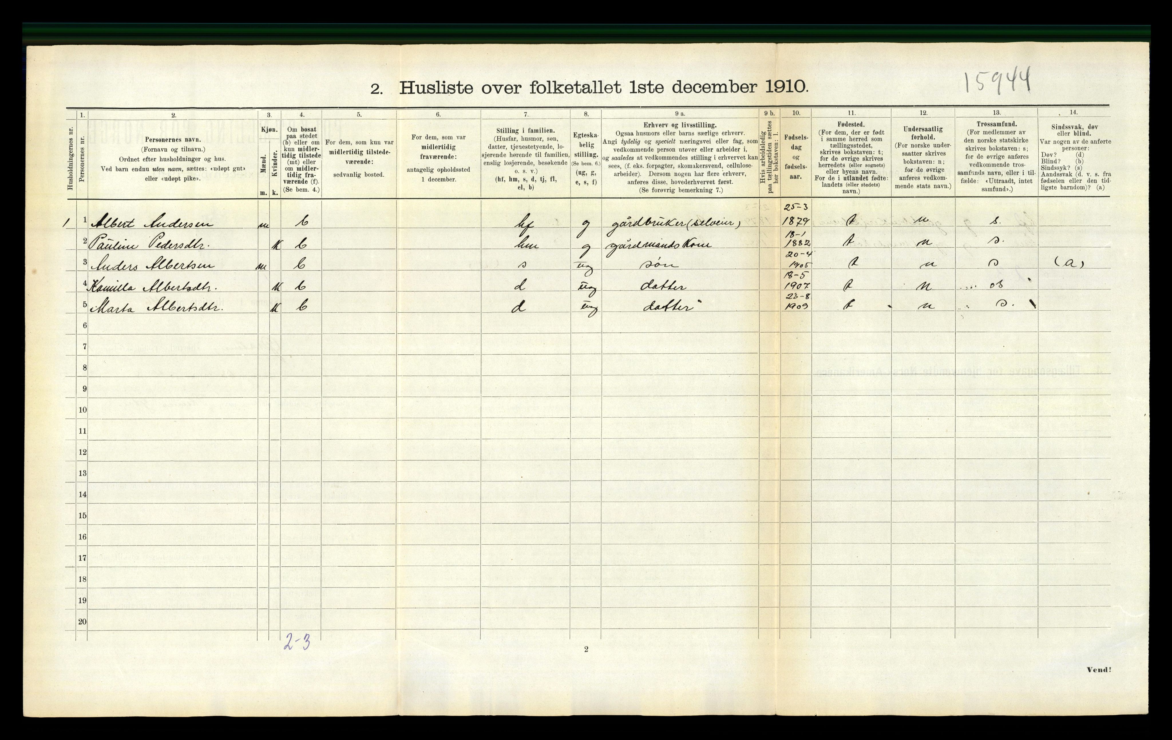 RA, 1910 census for Ørsta, 1910, p. 123