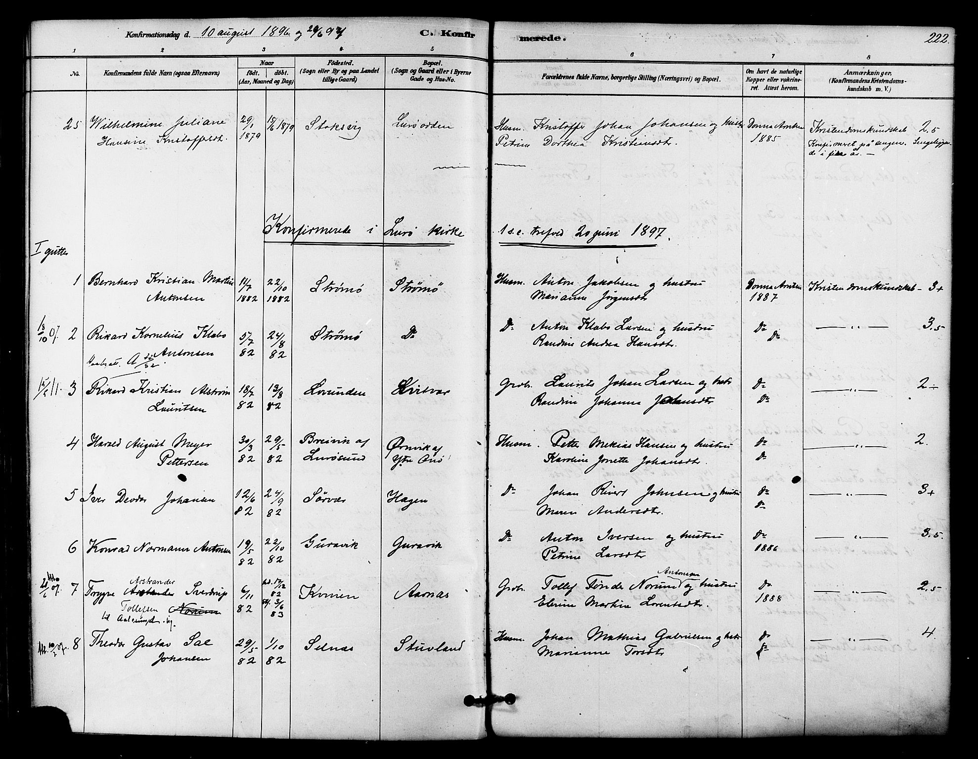 Ministerialprotokoller, klokkerbøker og fødselsregistre - Nordland, SAT/A-1459/839/L0568: Parish register (official) no. 839A05, 1880-1902, p. 222