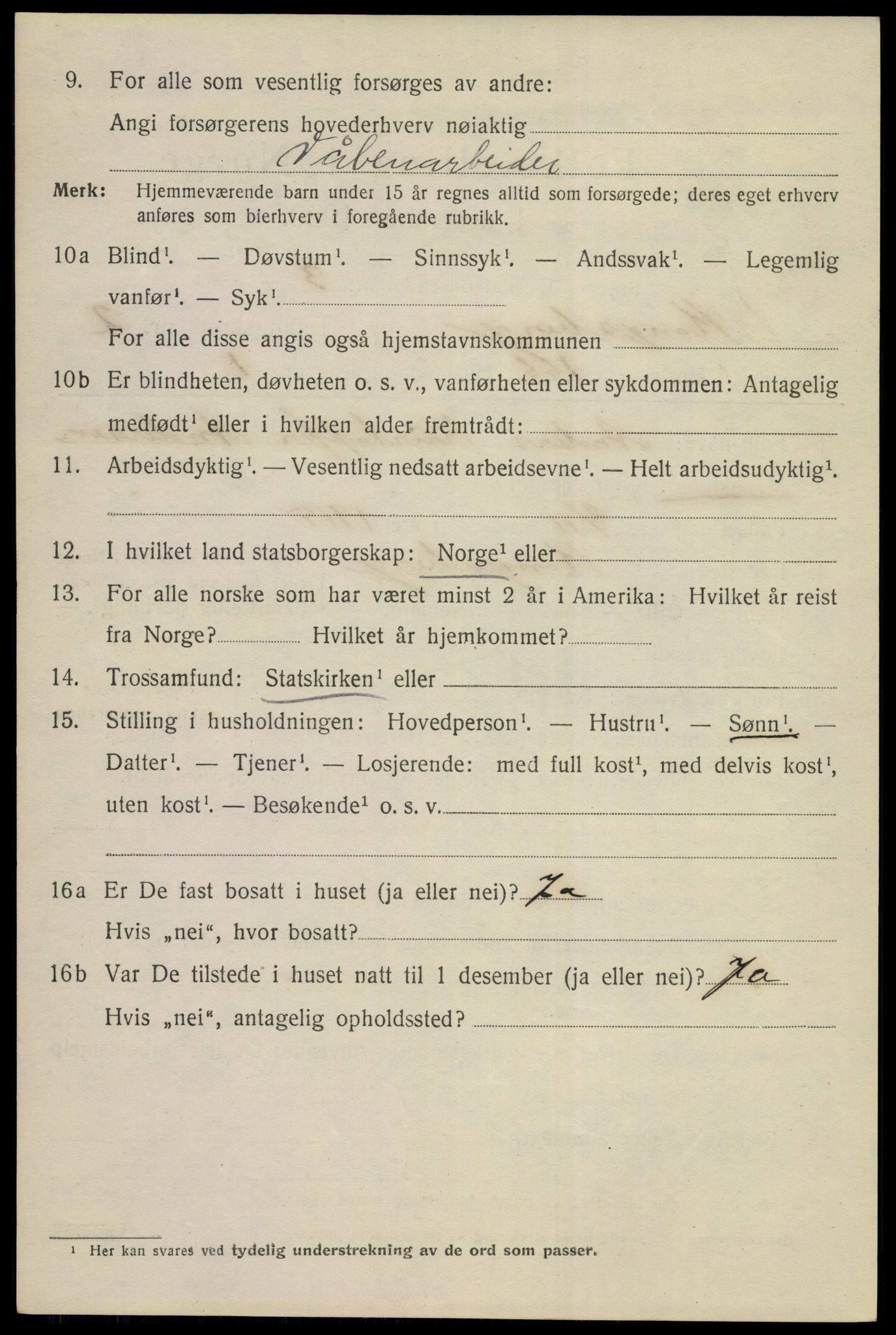 SAKO, 1920 census for Kongsberg, 1920, p. 9195