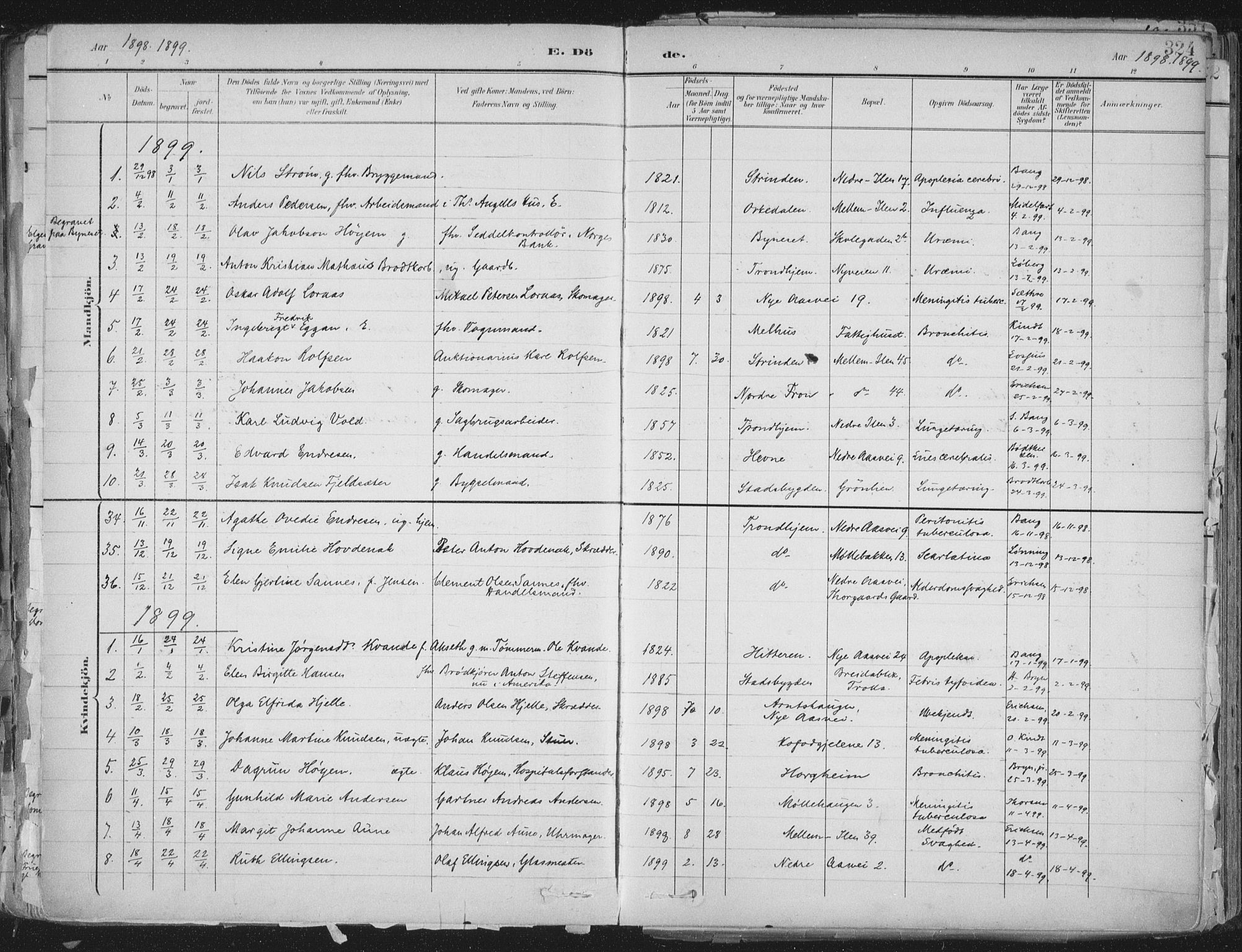 Ministerialprotokoller, klokkerbøker og fødselsregistre - Sør-Trøndelag, SAT/A-1456/603/L0167: Parish register (official) no. 603A06, 1896-1932, p. 324