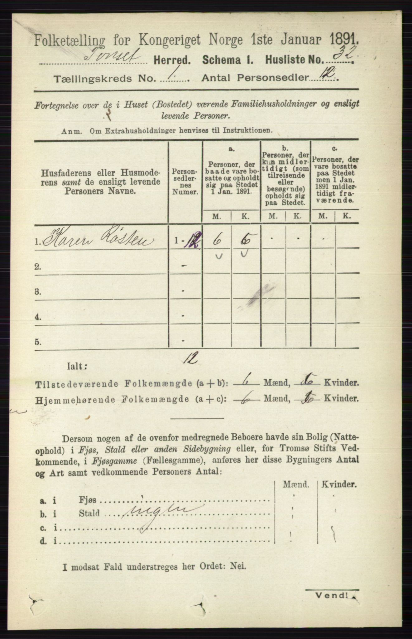 RA, 1891 census for 0437 Tynset, 1891, p. 64