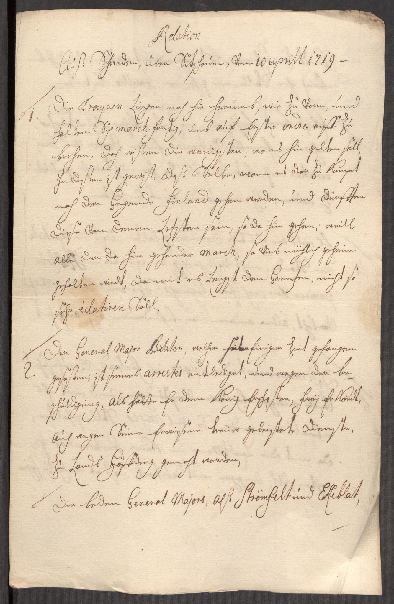 Kommanderende general (KG I) med Det norske krigsdirektorium, AV/RA-EA-5419/E/Eb/L0012: Kunnskap om fienden, kronologisk ordnet, 1718-1719, p. 641