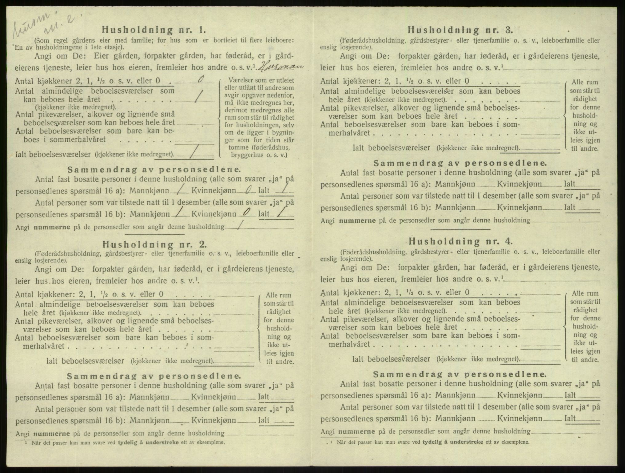 SAB, 1920 census for Jostedal, 1920, p. 257