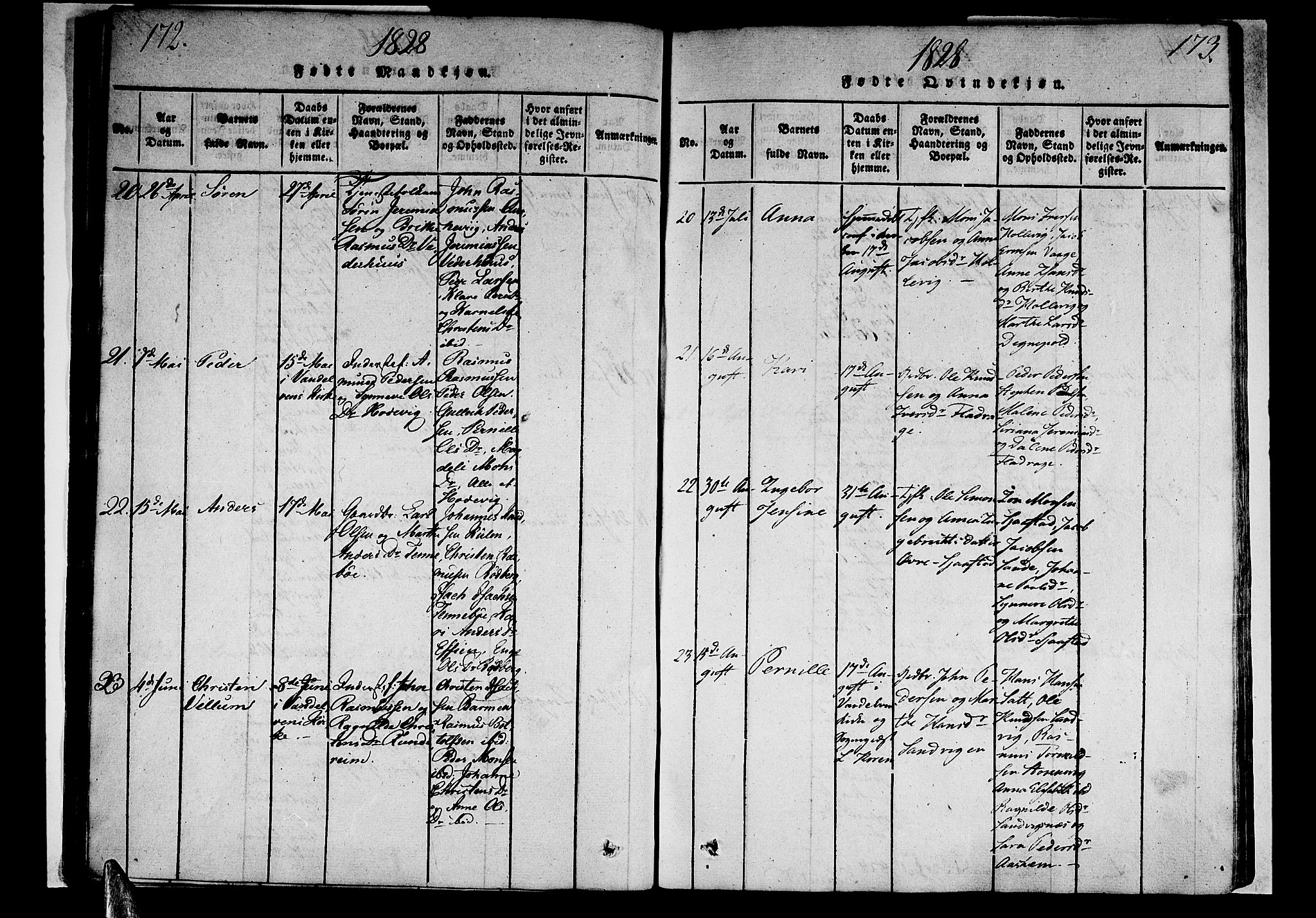 Selje sokneprestembete, AV/SAB-A-99938/H/Ha/Haa/Haaa: Parish register (official) no. A 8, 1816-1828, p. 172-173