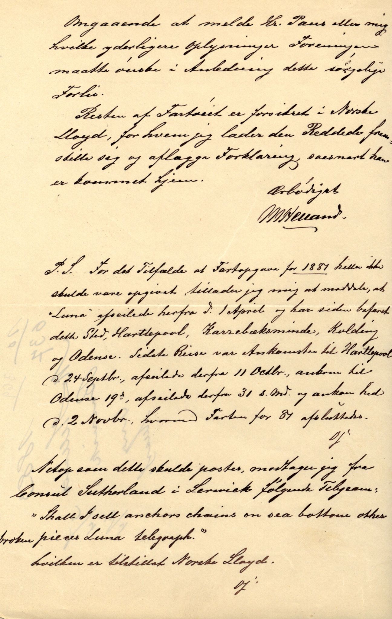 Pa 63 - Østlandske skibsassuranceforening, VEMU/A-1079/G/Ga/L0016/0007: Havaridokumenter / Mariane, Lækna, Luna, L'Union, 1883, p. 64